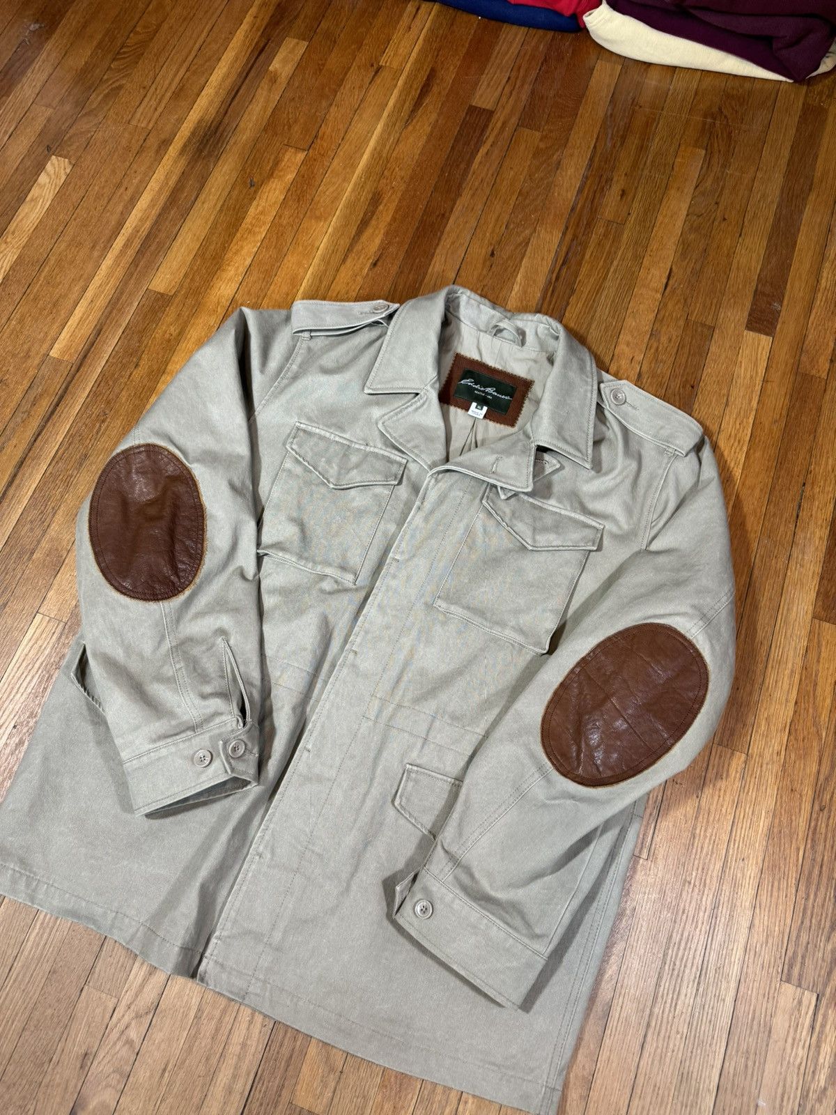 Eddie Bauer × Vintage Eddie Bauer Jacket Mens XLarge Beige Leather Patch Jacket Size US XL / EU 56 / 4 - 2 Thumbnail