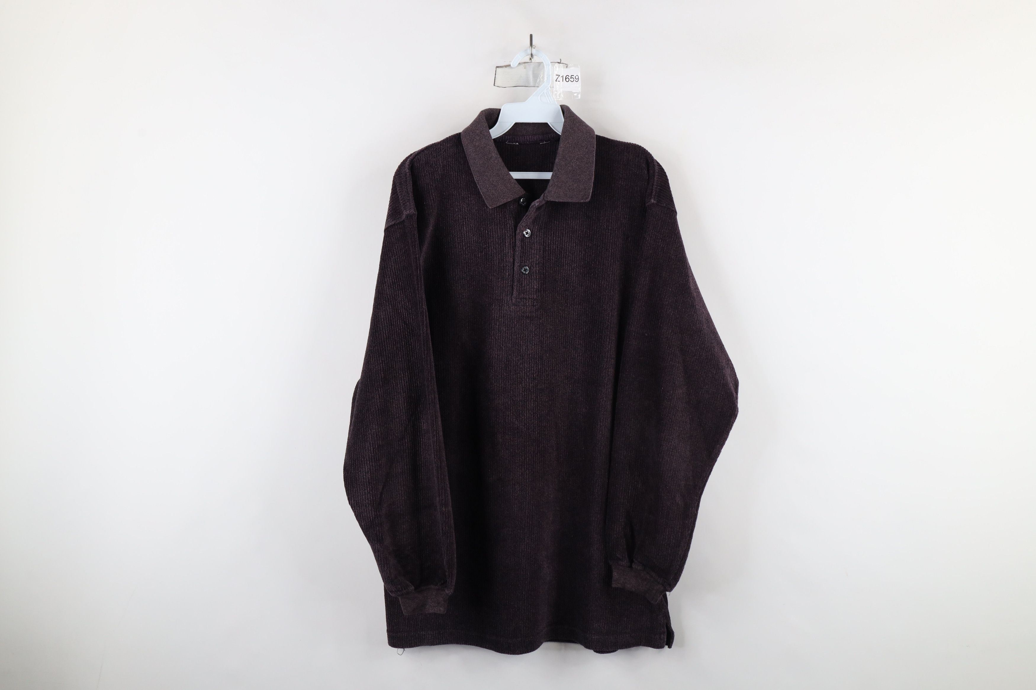 Vintage Vintage 90s Streetwear Fleece Long Sleeve Rugby Polo Shirt Size US L / EU 52-54 / 3 - 1 Thumbnail