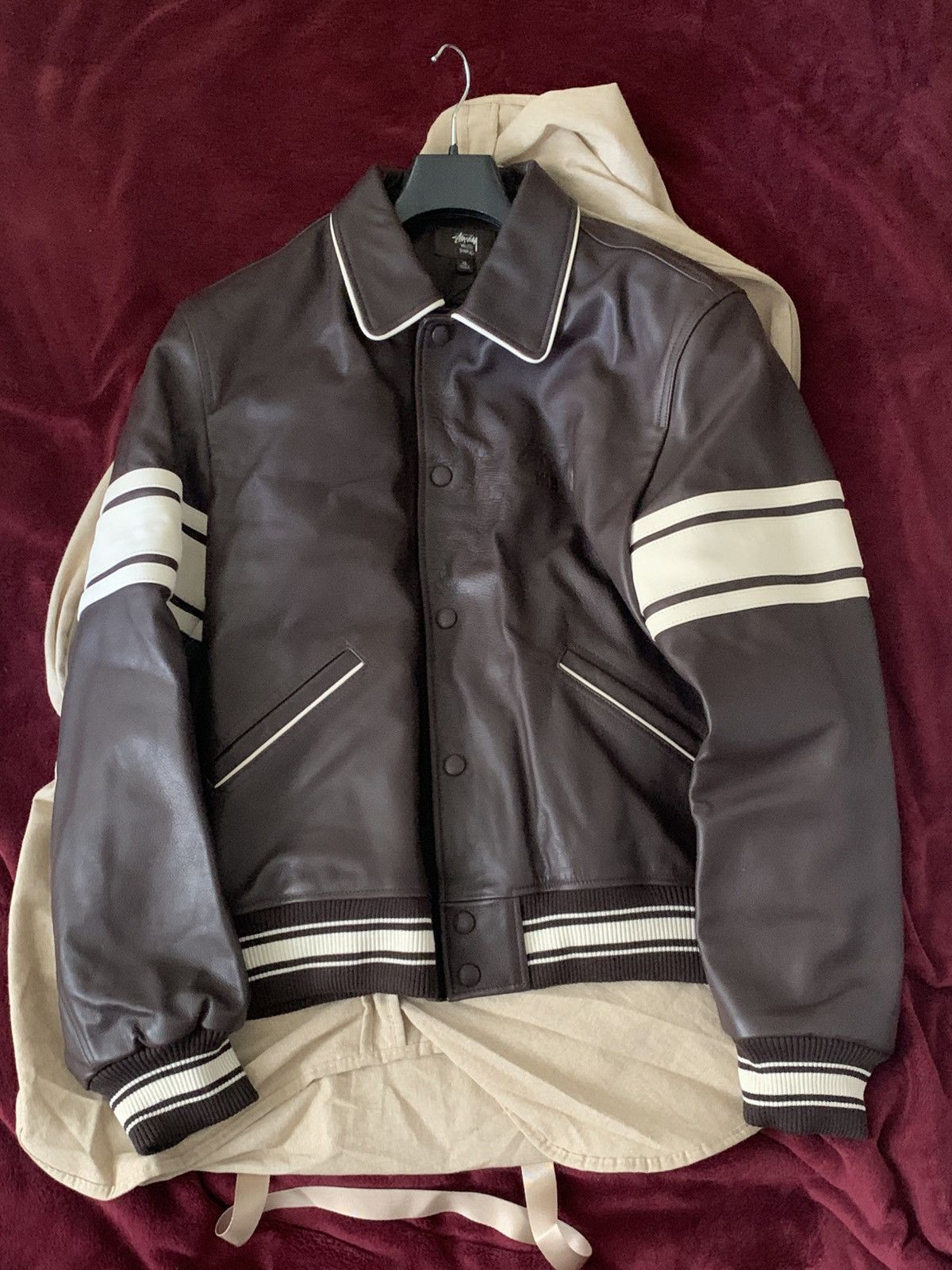 Stussy × Wales Bonner Stussy X Wales Bonner Leather Varsity Jacket