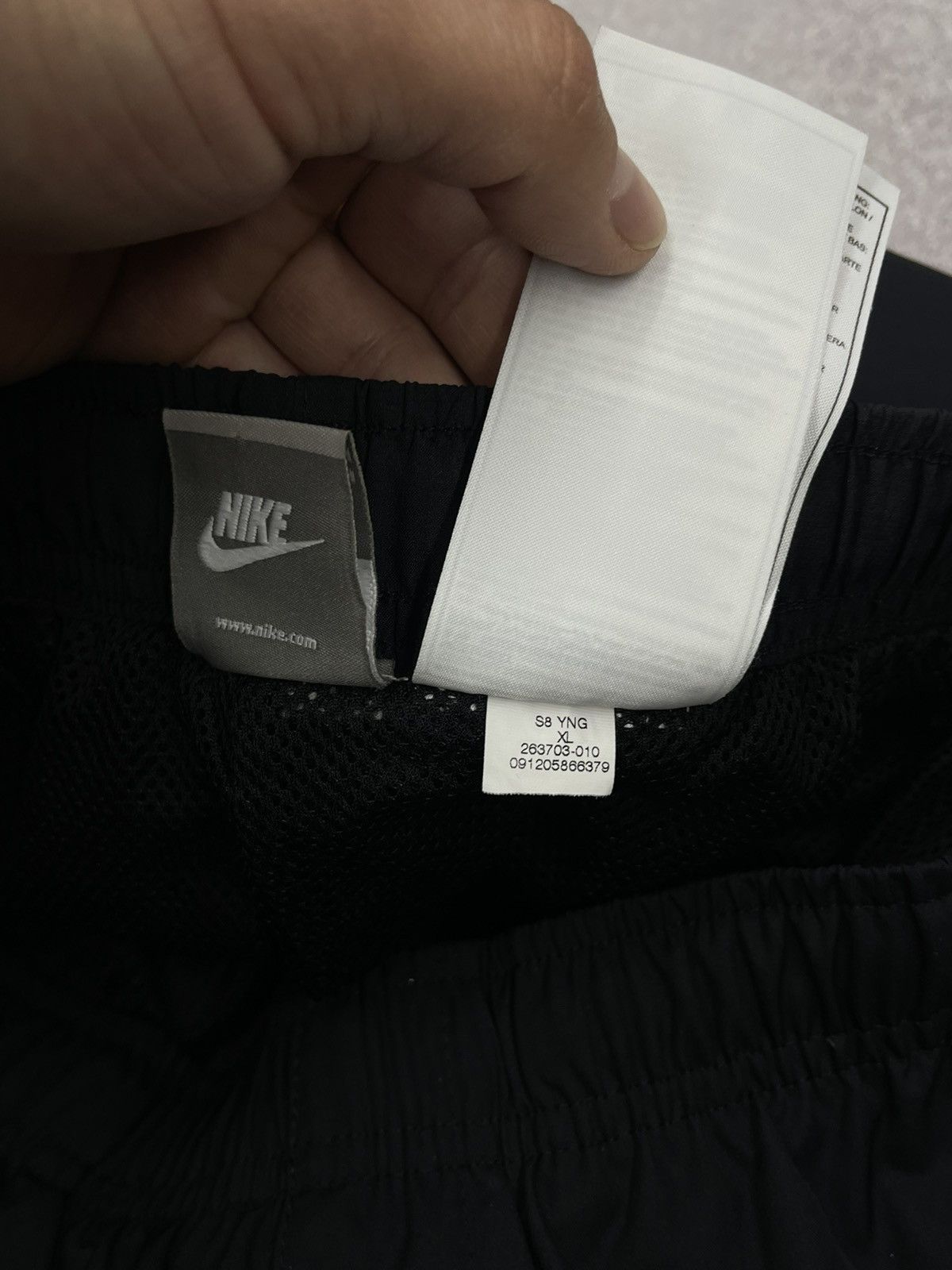 Nike Vintage Nike Nylon Black Sweatpants Double Big Logo Swoosh Size US 30 / EU 46 - 14 Thumbnail