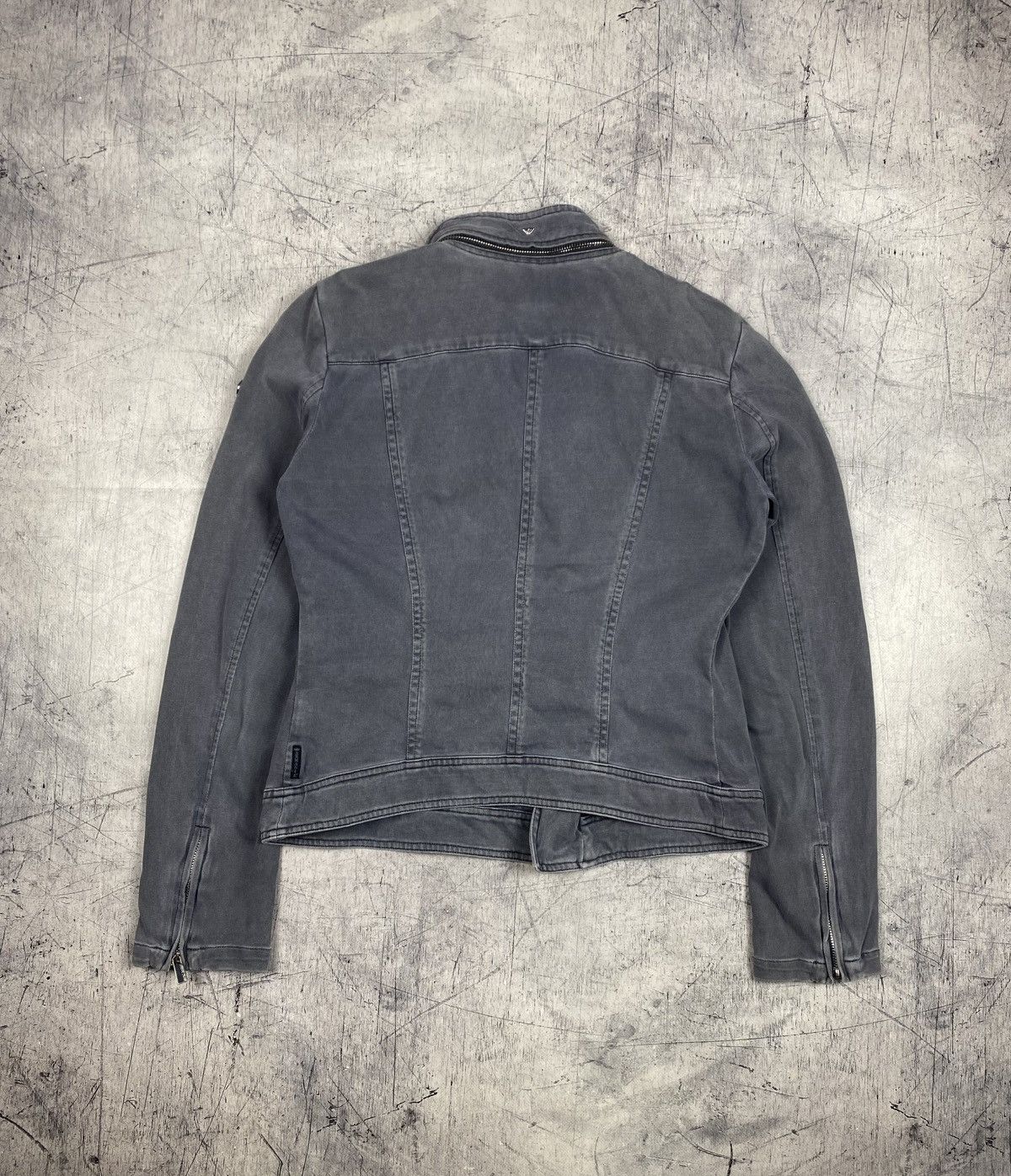 Armani Armani Jeans Grey Asymmetrical Biker Motorcycle Jacket Y2K Size XL / US 12-14 / IT 48-50 - 20 Thumbnail