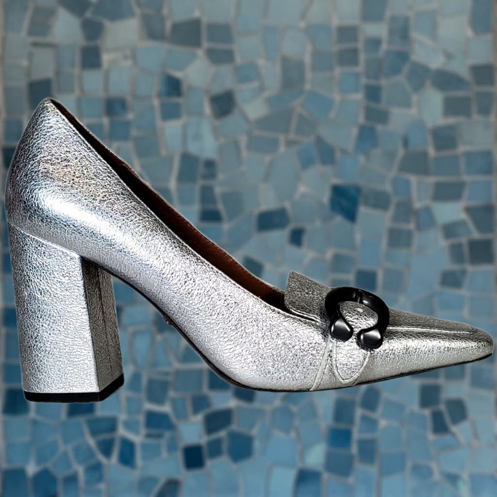 Coach COACH 85 mm Jade Loafers Metallic Silver Square Toe Heeled Pumps Women's US 7 B Size US 6 / IT 36 - 1 Thumbnail