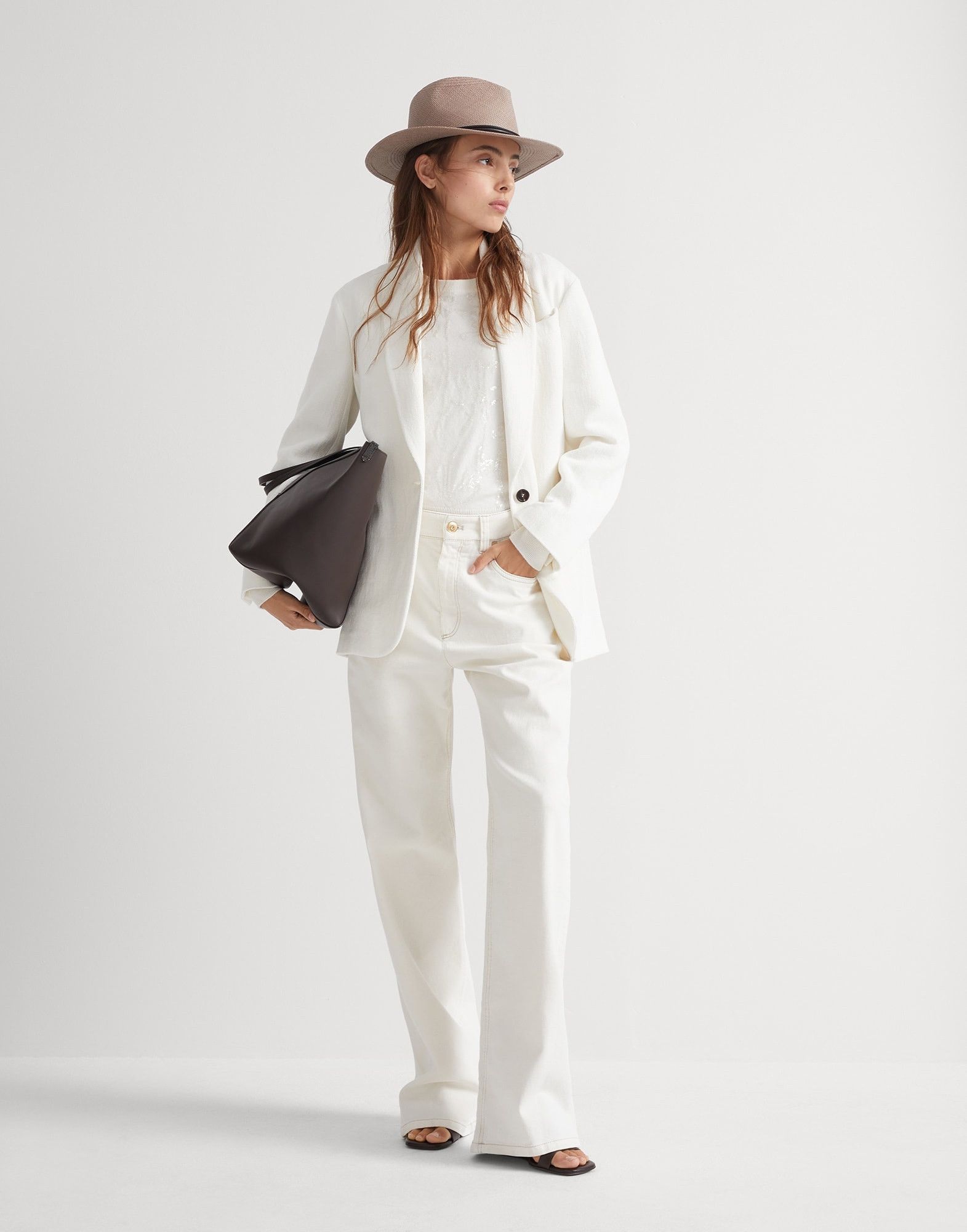Brunello Cucinelli o1la1rc1a0425 Sweater in White Size L / US 10 / IT 46 - 5 Thumbnail