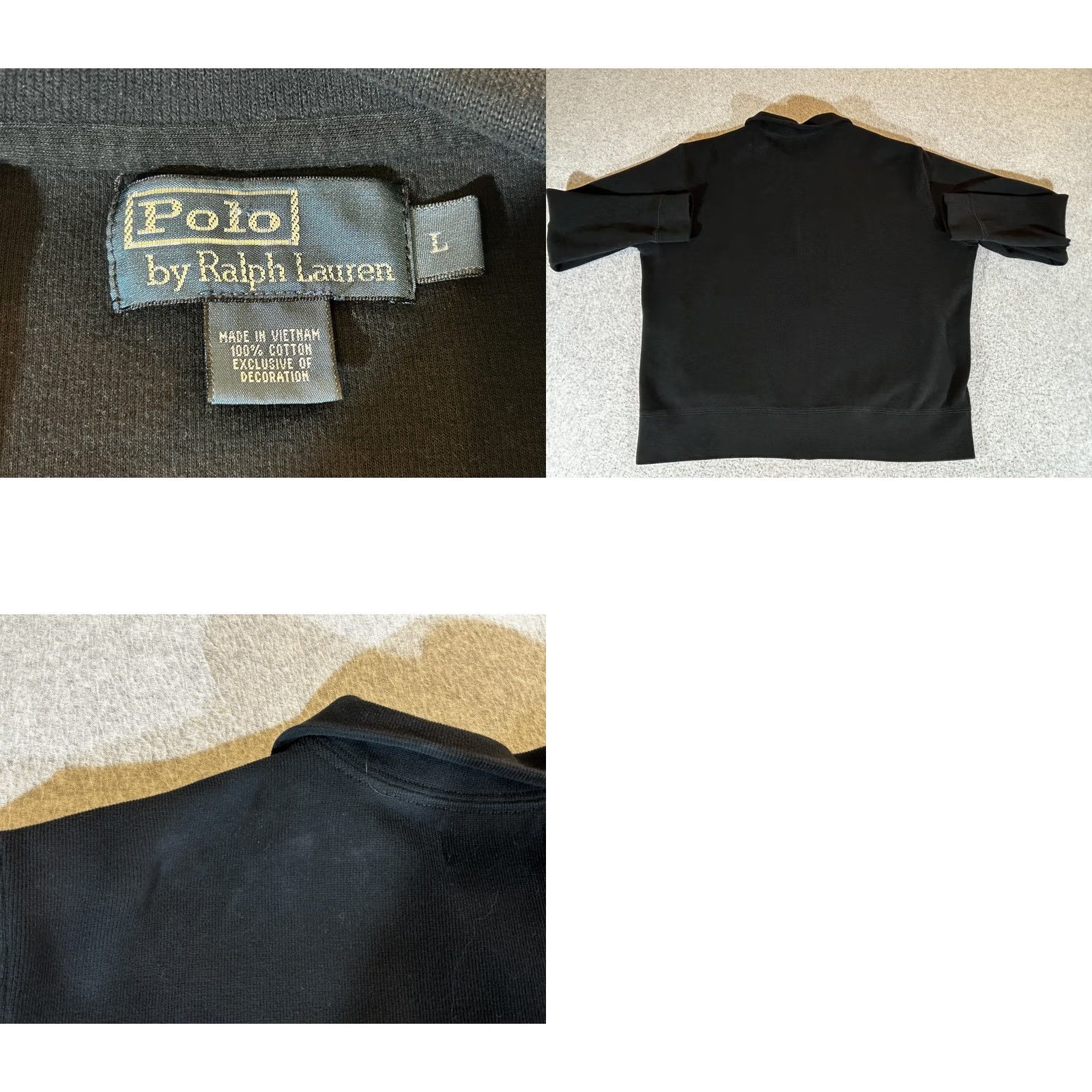 Polo Ralph Lauren Polo Ralph Lauren Sweatshirt Mens Large Black Full Zip Knit Track Jacket Vintage Size US L / EU 52-54 / 3 - 8 Thumbnail