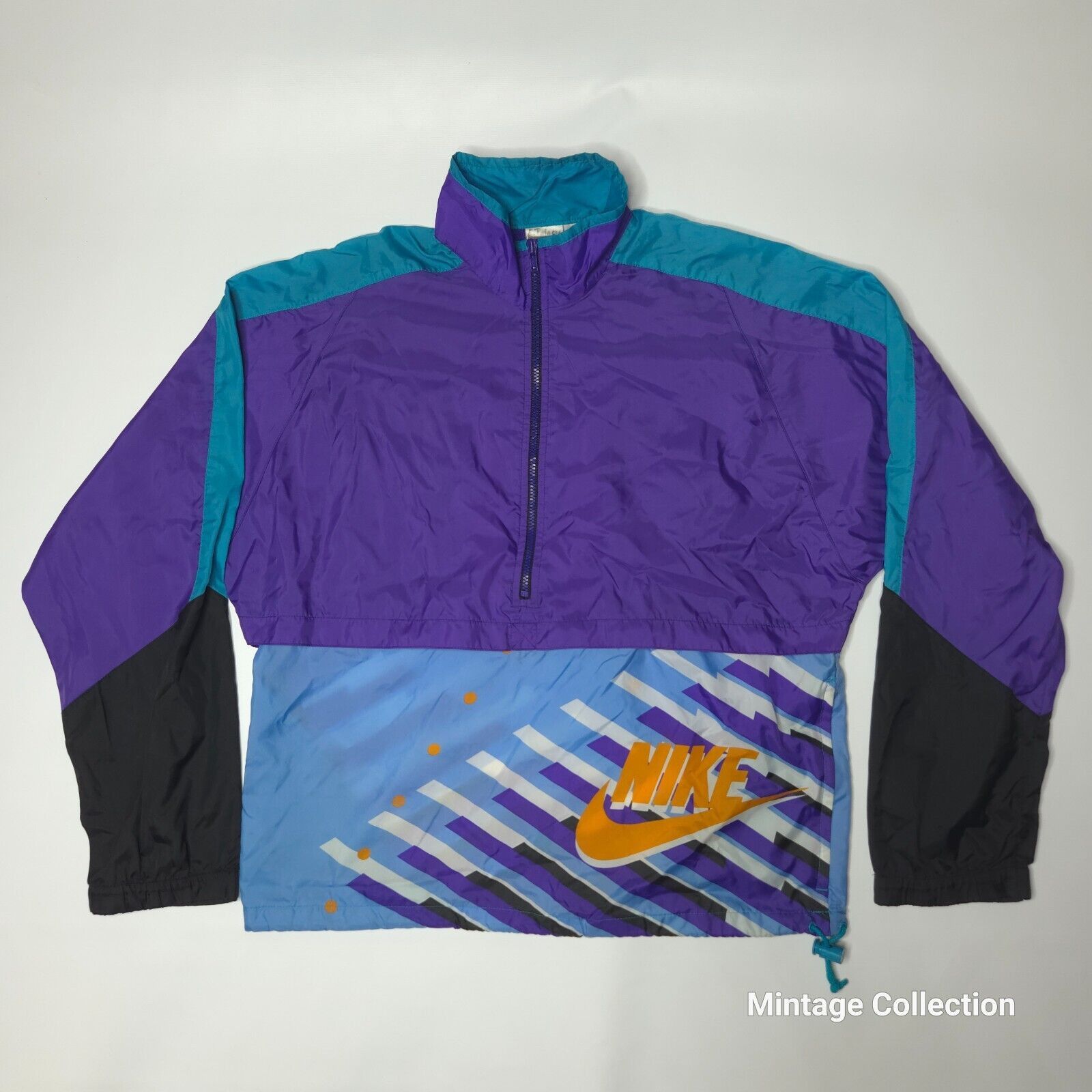 Nike VINTAGE NIKE GRAY TAG PURPLE TEAL 1/2 ZIP NYLON WINDBREAKER Size US S / EU 44-46 / 1 - 2 Thumbnail