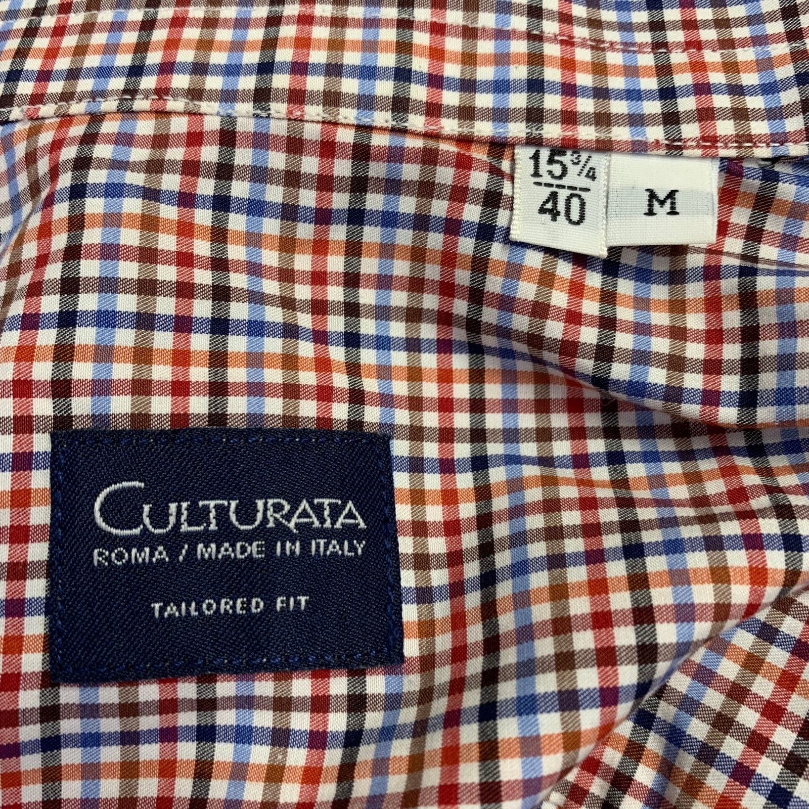 Culturata Size M Red Blue White Plaid Cotton Long Sleeve Shirt Size US M / EU 48-50 / 2 - 5 Thumbnail
