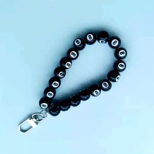 VIBE Creative Punk Acrylic Black Billiards 8 Ball Beads Key Chain Size ONE SIZE - 3 Thumbnail