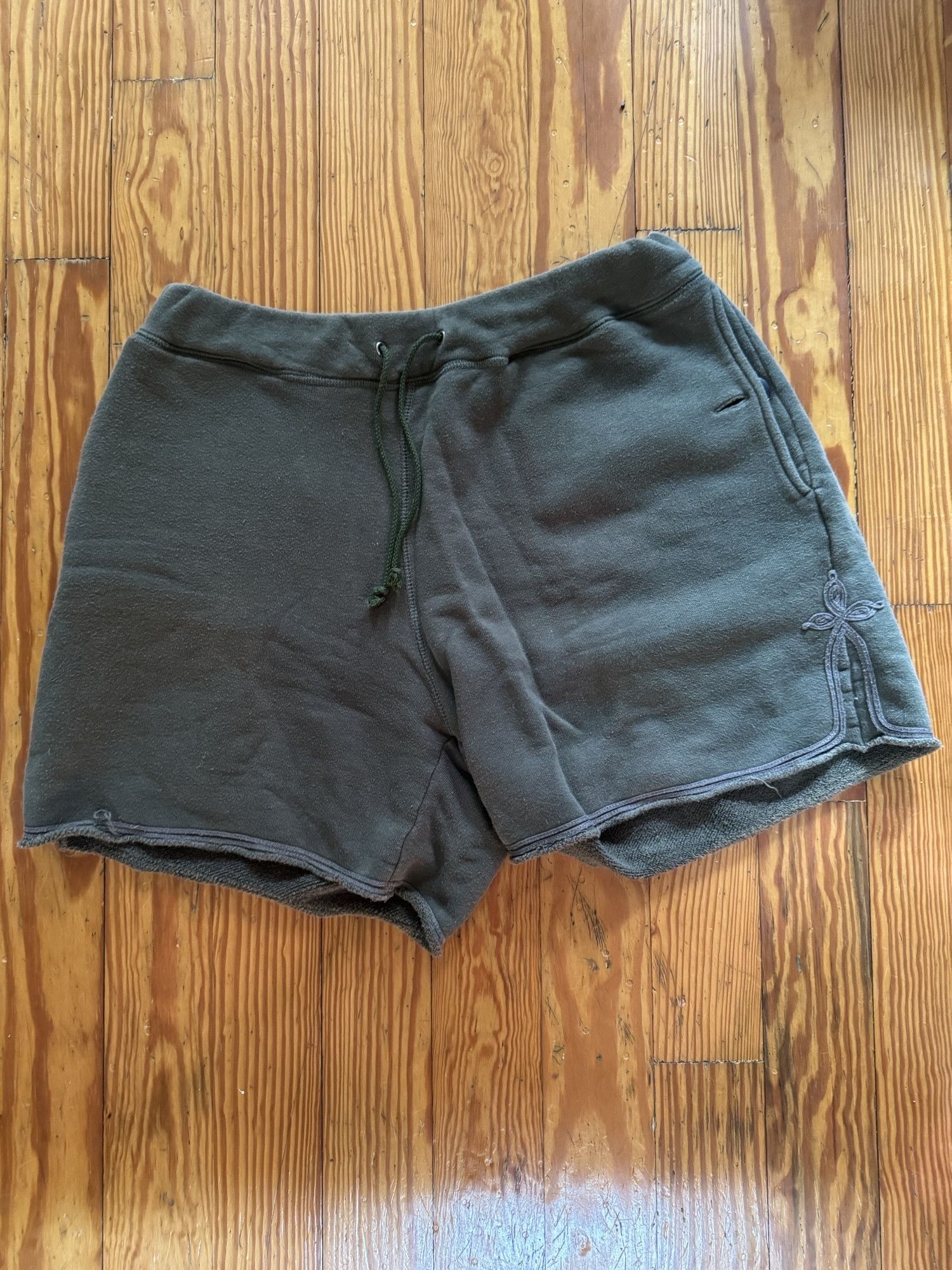 Undercover Undercover SS13 Forest Green Embroidered Drawstring Shorts Size US 32 / EU 48 - 1 Thumbnail