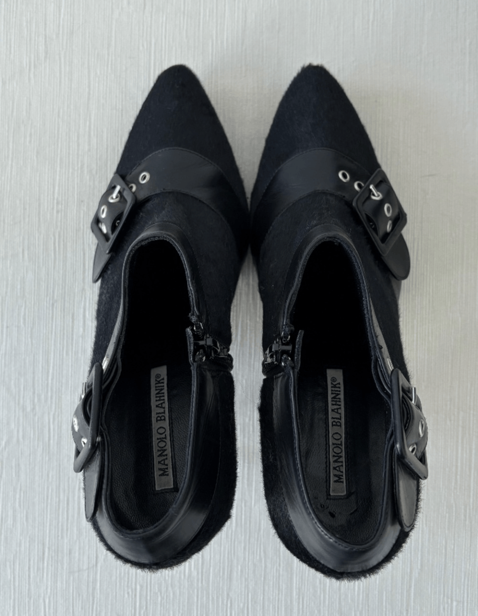 Manolo Blahnik Manolo Blahnik Black Haircalf Buckle Ankle Booties Size 38.5 Size US 8.5 / IT 38.5 - 5 Thumbnail