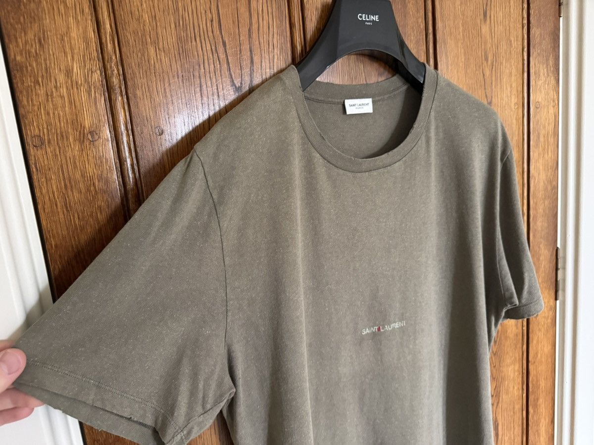 Saint Laurent Paris SS19 Saint Laurent Rive Gauche logo khaki T shirt grail Size US XL / EU 56 / 4 - 8 Thumbnail