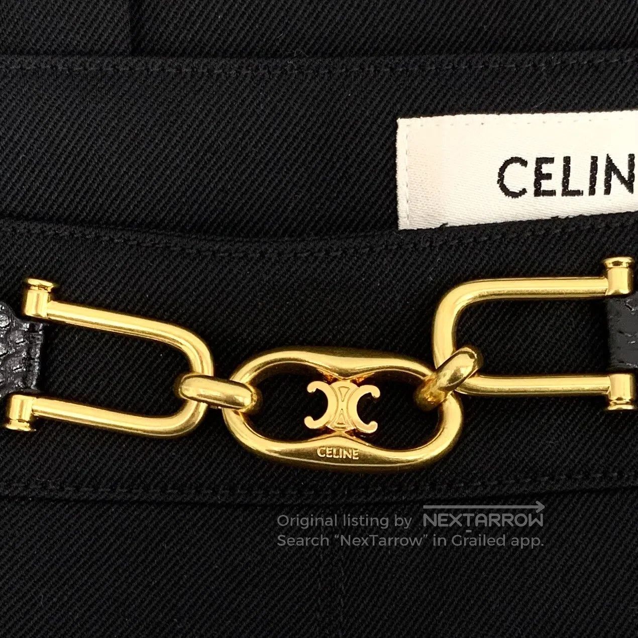 Celine CELINE Black horsebit pleated wool casual half long skirt| Size 37" - 6 Thumbnail