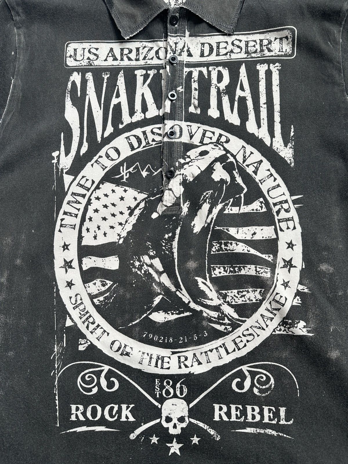Vintage ROCK REBEL Snake Trail Arizona Desert Grunge Polo Shirt Y2K Size US L / EU 52-54 / 3 - 7 Thumbnail