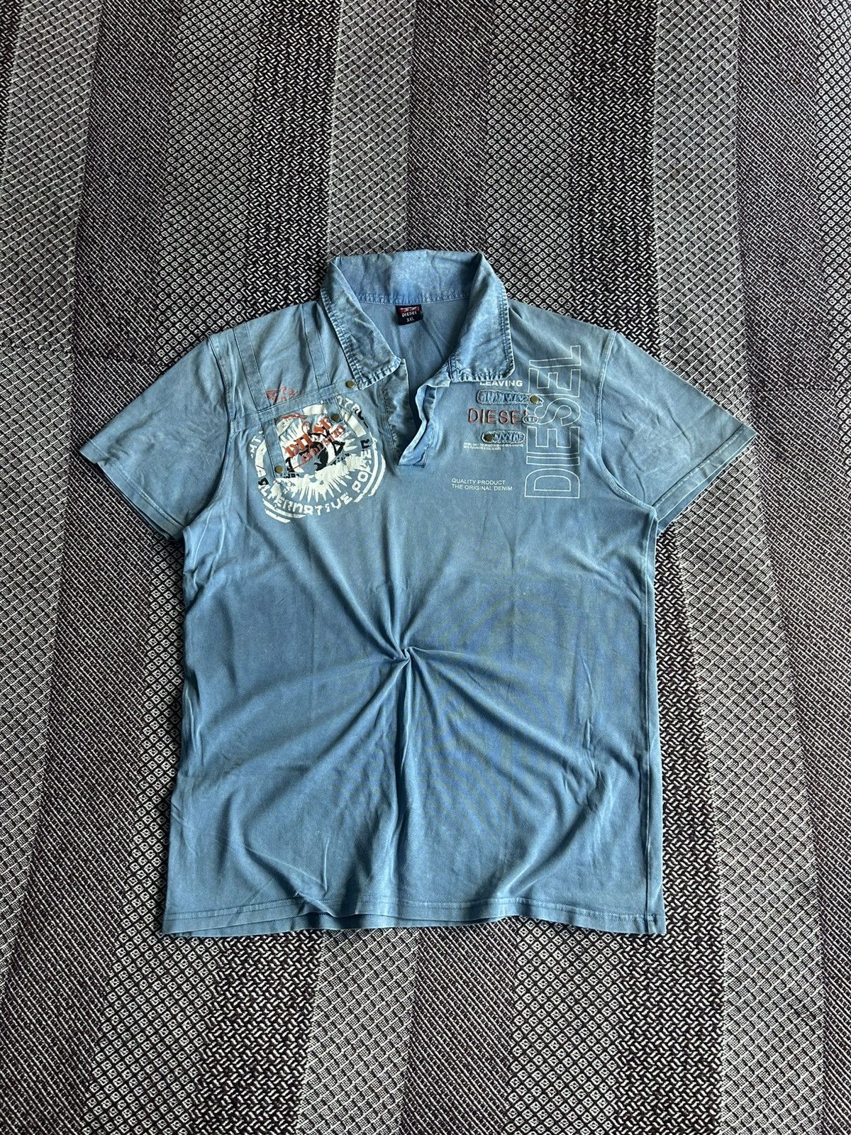 Diesel Vintage Diesel Big Graphic Print Polo T-shirt Faded Size XXL Size US XXL / EU 58 / 5 - 1 Thumbnail