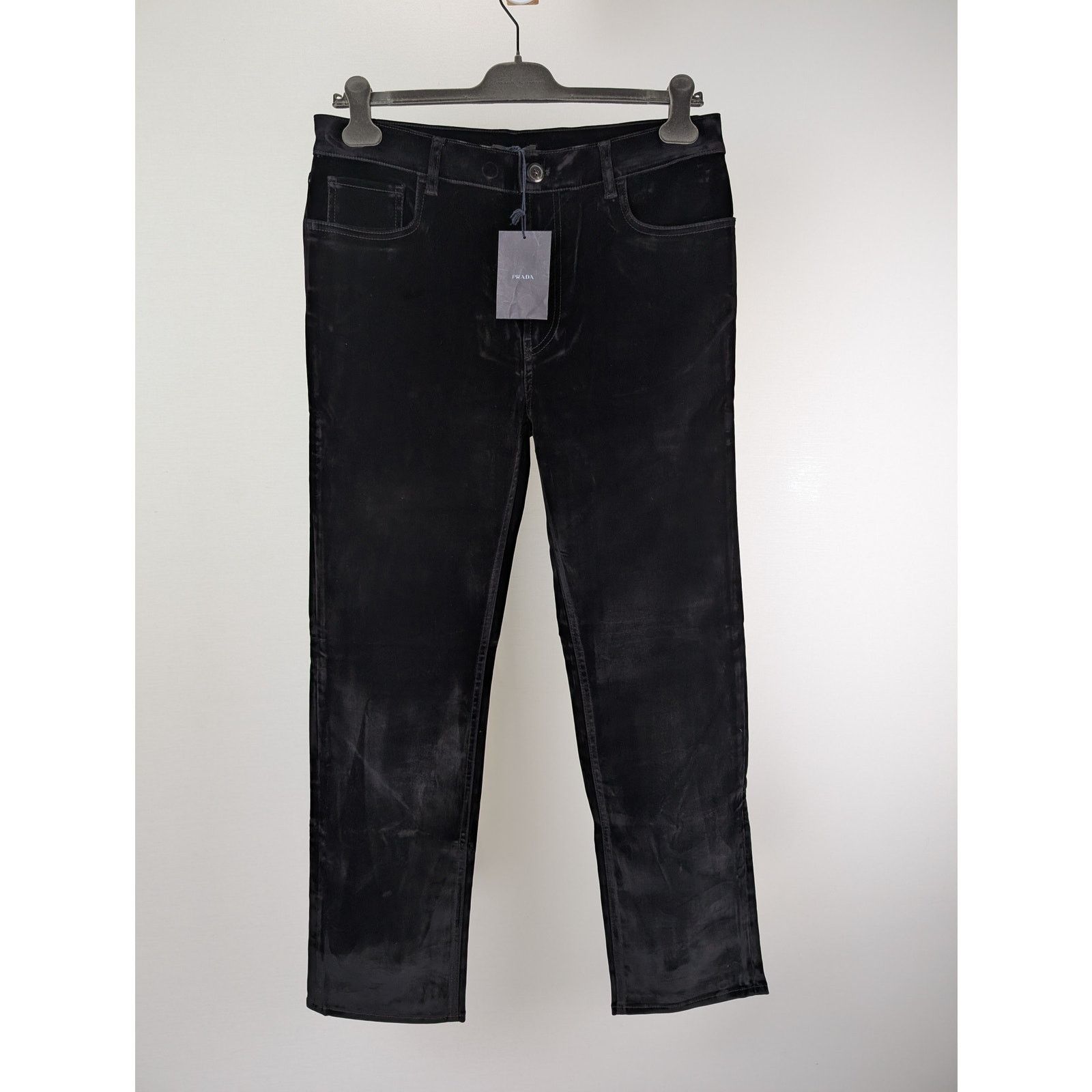 Prada o1rshd1 Velvet Denim Jean Pants in Nero 36 Size US 36 / EU 52 - 3 Thumbnail