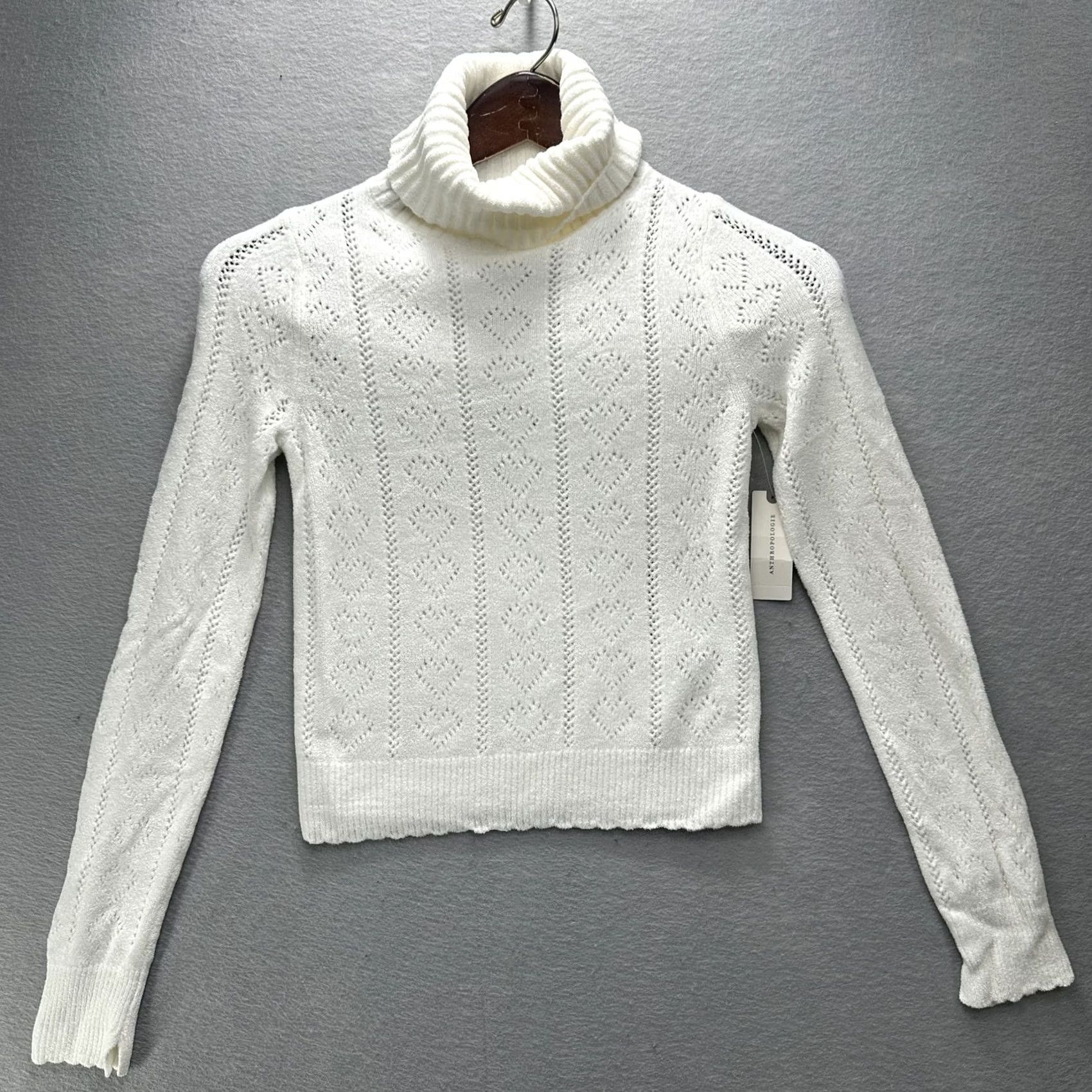 Vintage Maeve Sweater Womens XXS White Turtleneck Knit Pullover Heart Pattern Luxury Knitwear Size XXS / US 00 / IT 34 - 2 Thumbnail
