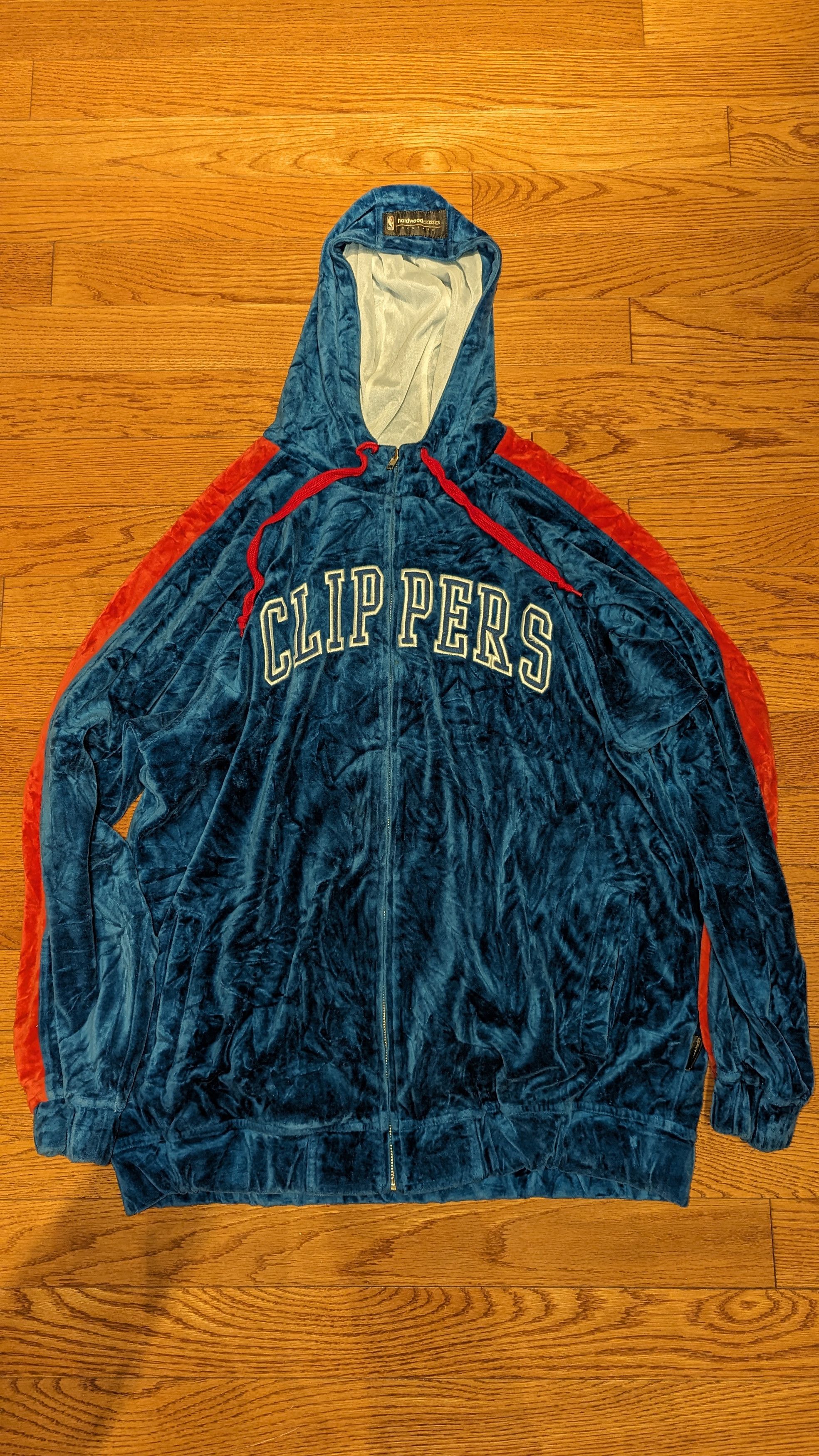 image of NBA x Reebok Velour Reebok X San Diego Clippers Zip Up Sweater in Blue/Red, Men's (Size Large)