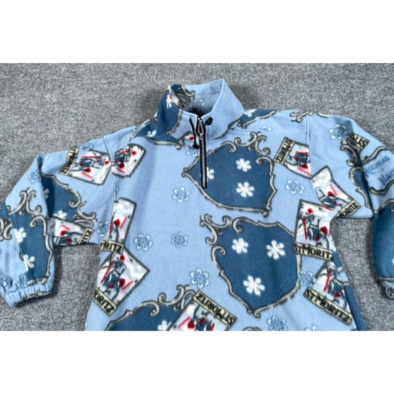 Etro Oversized Polar Fleece St. Moritz 1/4 Zip Pullover Women's Small Blue Ski Retro Size S / US 4 / IT 40 - 7 Thumbnail