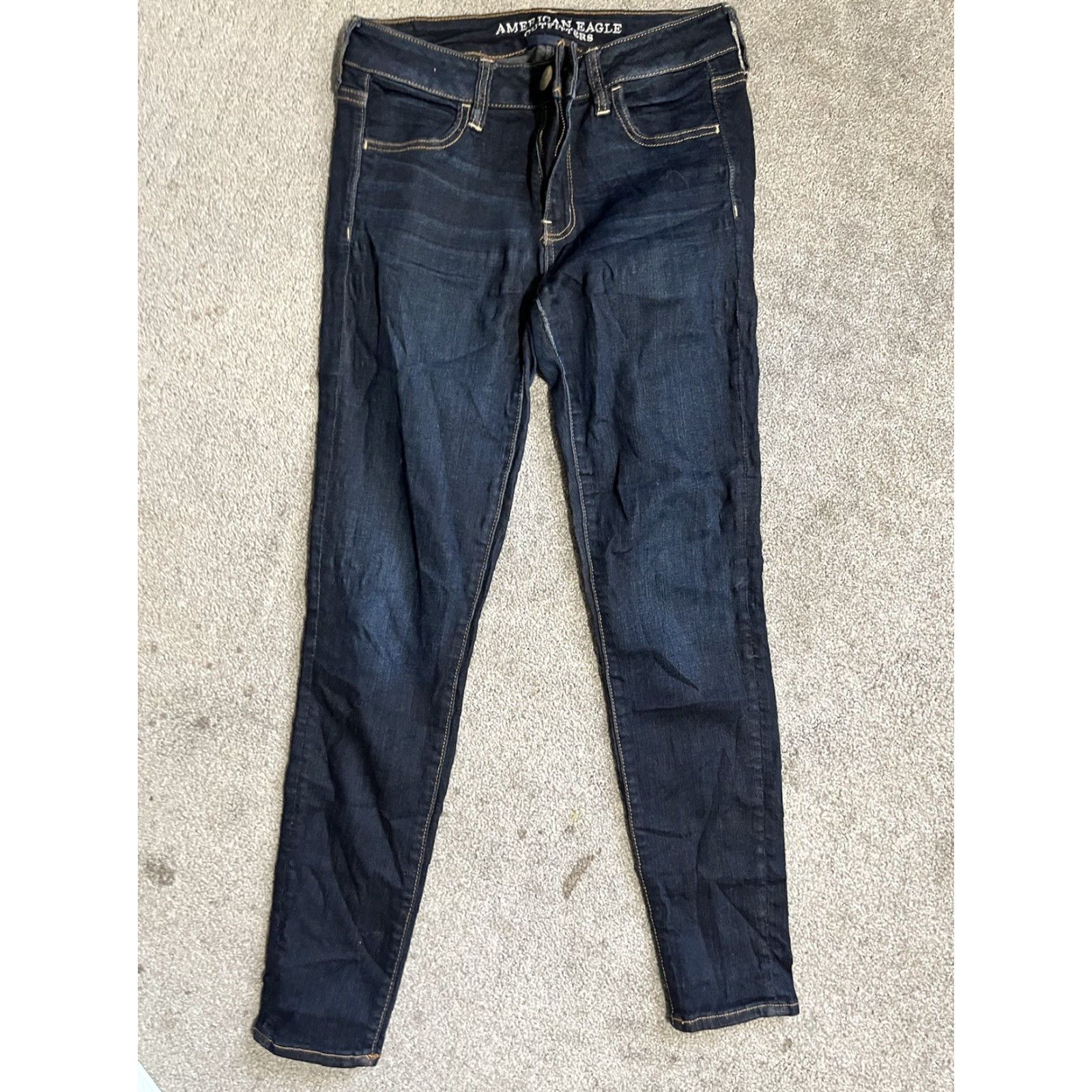 American Eagle Outfitters American Eagle Blue Denim Dark Wash Stretch Jegging Pants 2 Short Solid Size 26" / US 2 / IT 38 - 3 Thumbnail