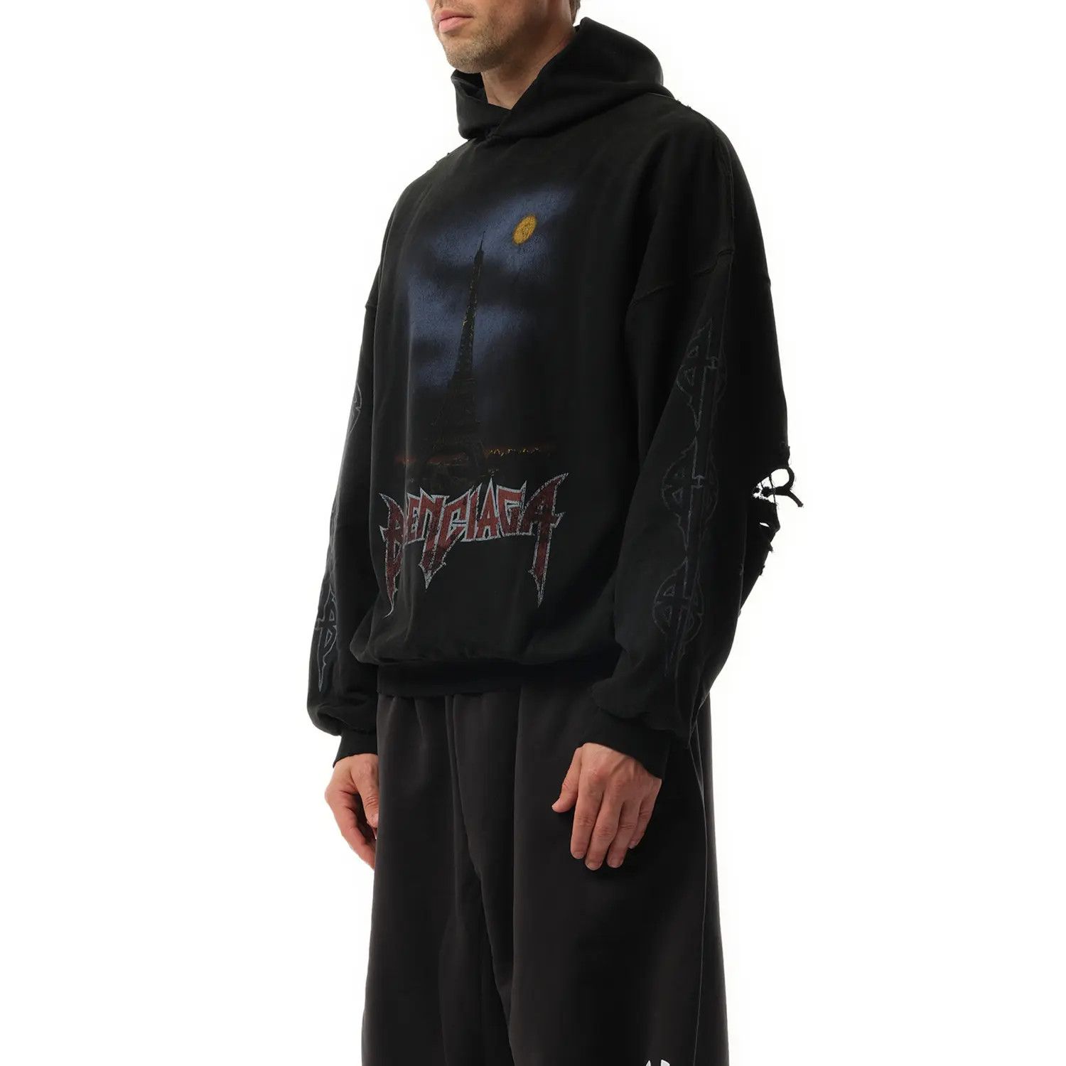 Balenciaga o1w1db11225 Paris Moon Hoodie Large Fit in Black Size US S / EU 44-46 / 1 - 5 Thumbnail
