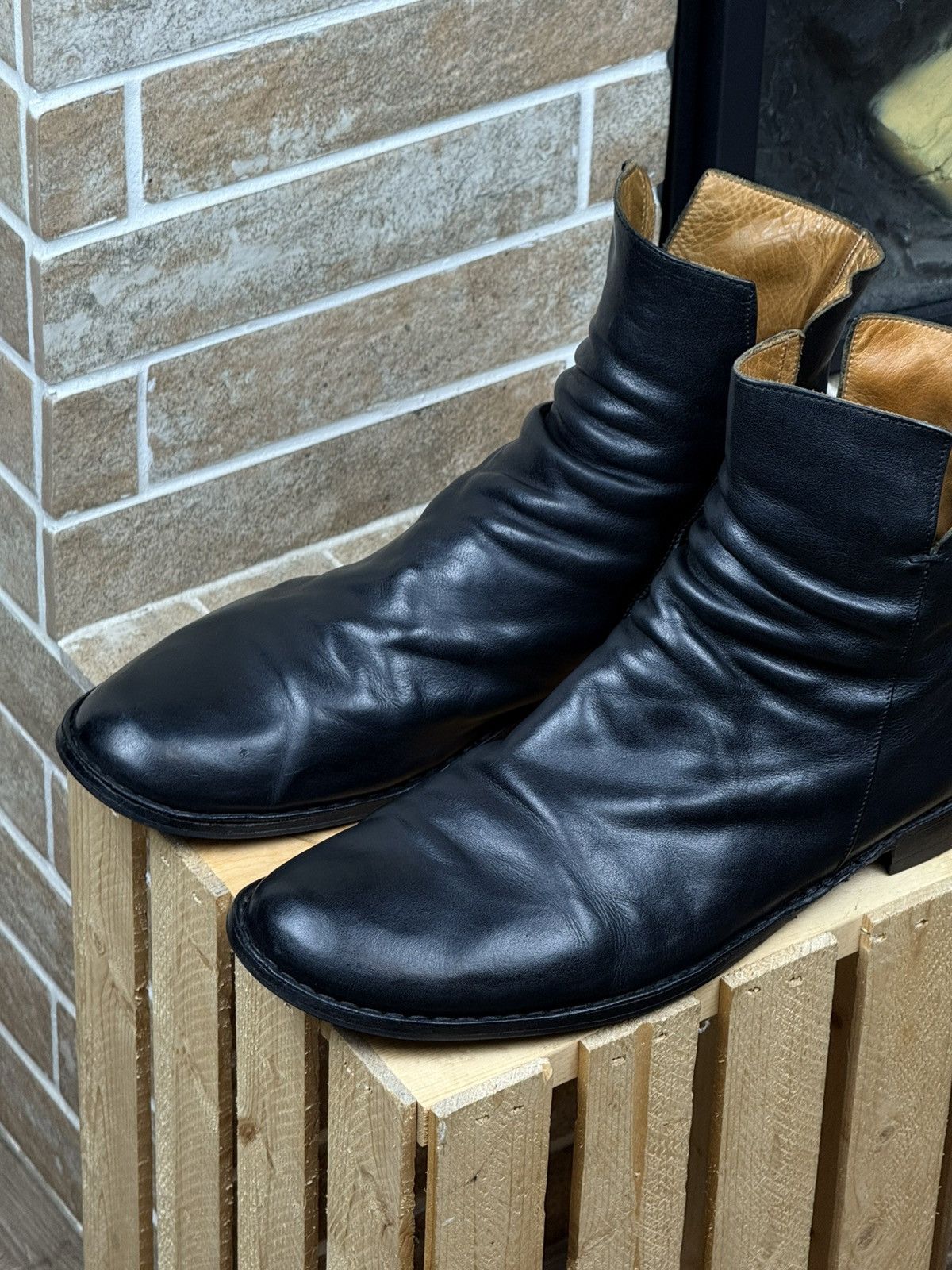 Fiorentini + Baker Fiorentini Baker Leather Black Side Zip Ankle Boots Size US 13 / EU 46 - 4 Thumbnail