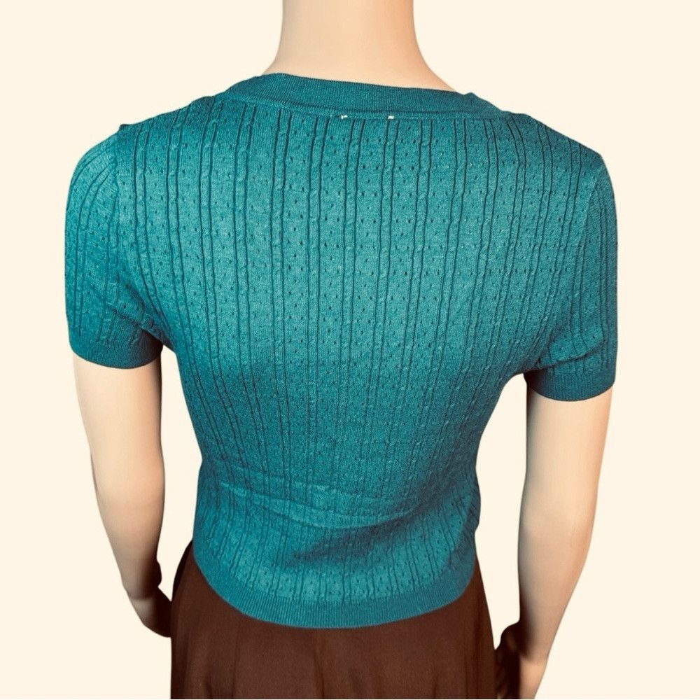 Free People New Free People Cassie Cardi Front Button Green Top Size M Size M / US 6-8 / IT 42-44 - 4 Thumbnail