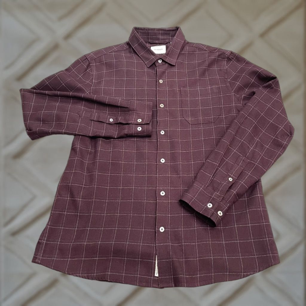 Vintage 7 Diamonds Aspen Flannel Button Down Shirt Mens Medium Dark Red Plaid Casual Top Size US M / EU 48-50 / 2 - 1 Thumbnail