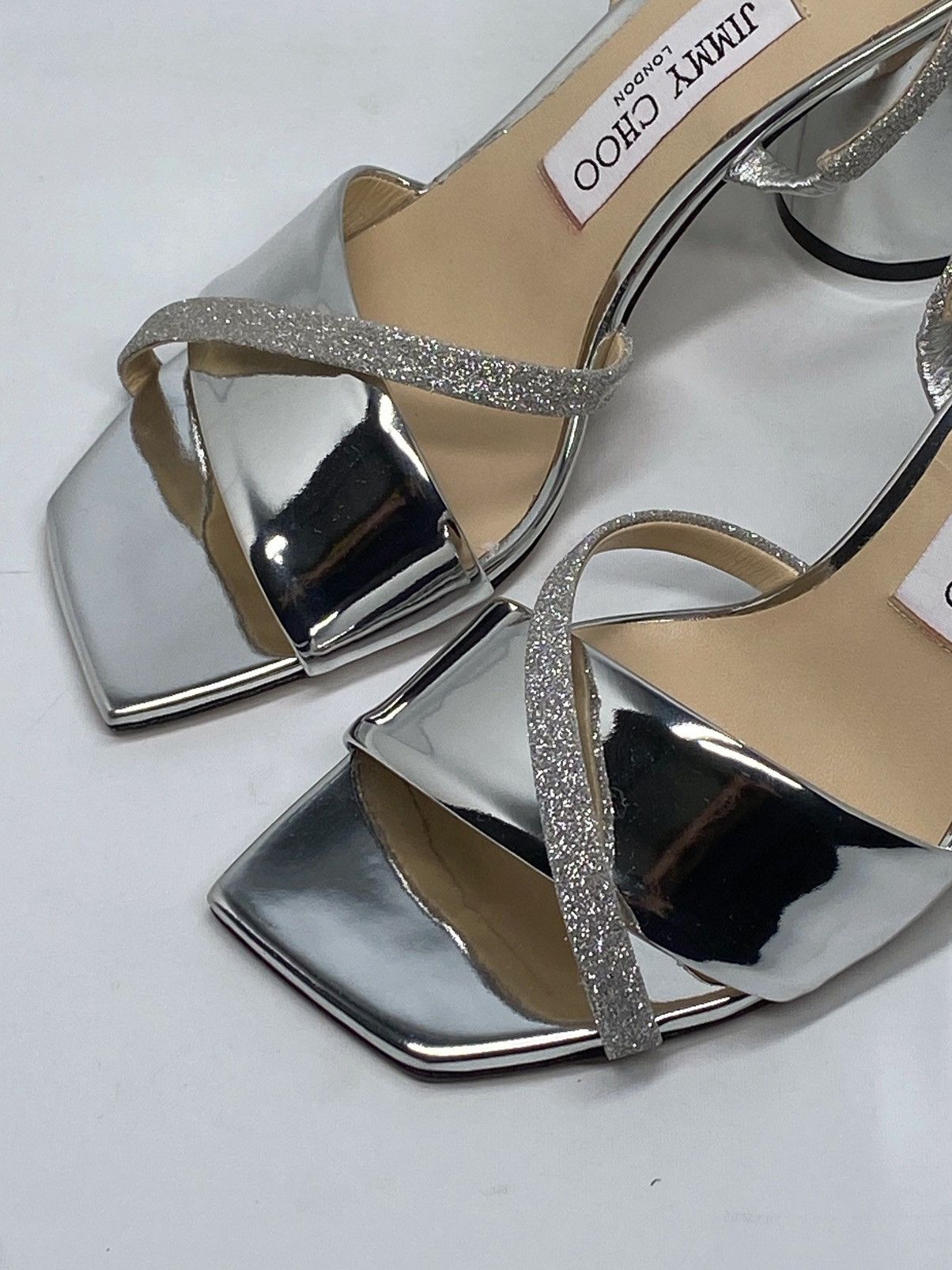 Jimmy Choo Jimmy Choo Plum Metallic Glitter Slingback Sandals size 37 Size US 7 / IT 37 - 7 Thumbnail