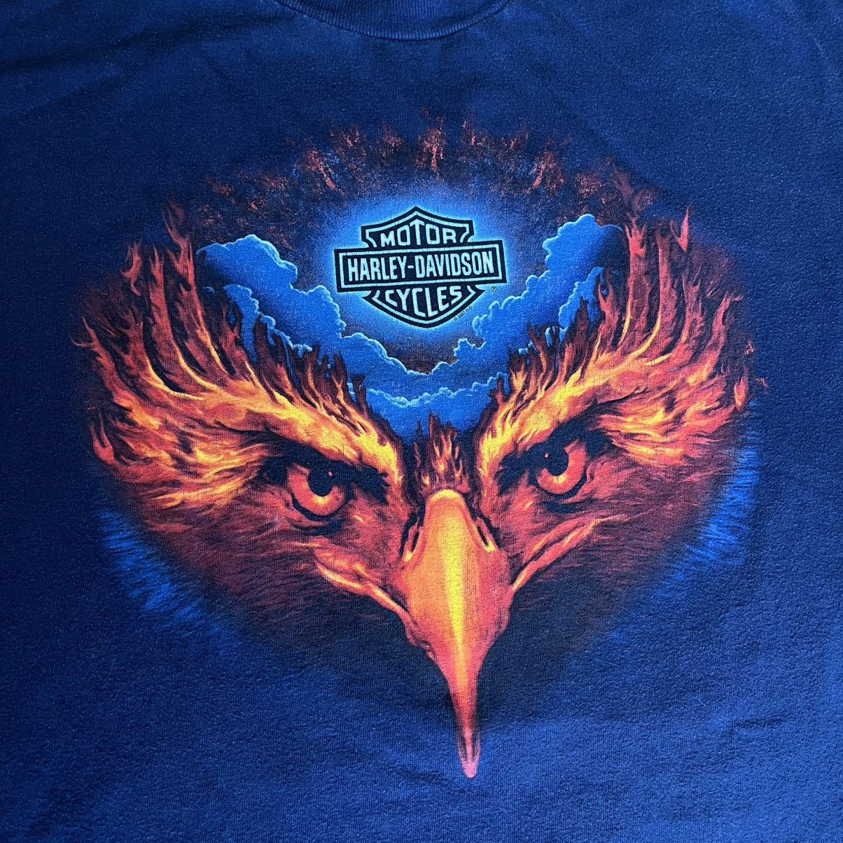 Harley Davidson Vintage 2007 Harley Davidson Flame Bald Eagle Logo Tee Shirt Size US XL / EU 56 / 4 - 5 Thumbnail