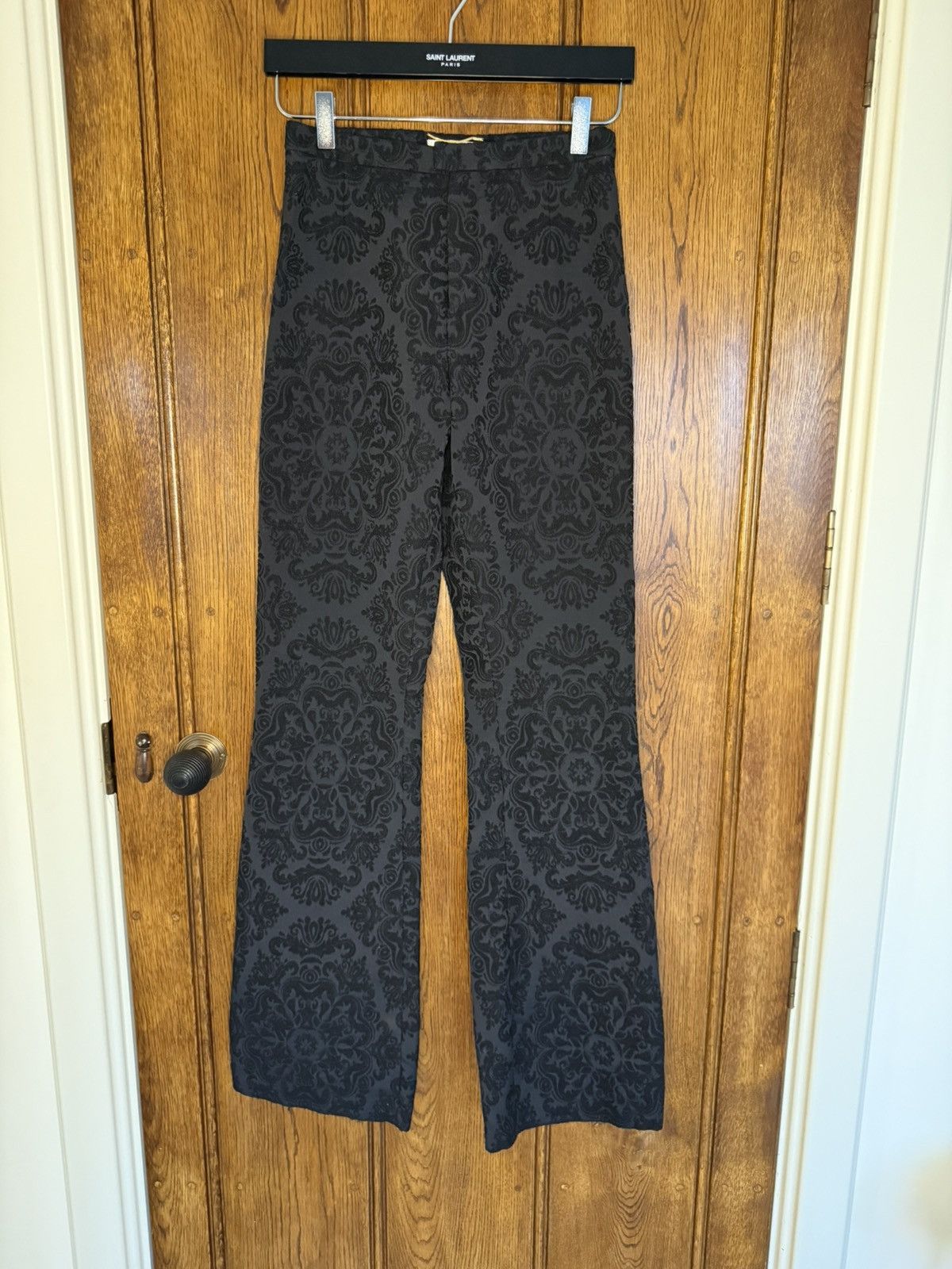 Saint Laurent Paris FW19 Saint Laurent paisley black long floral flares pants Size 34R - 1 Thumbnail