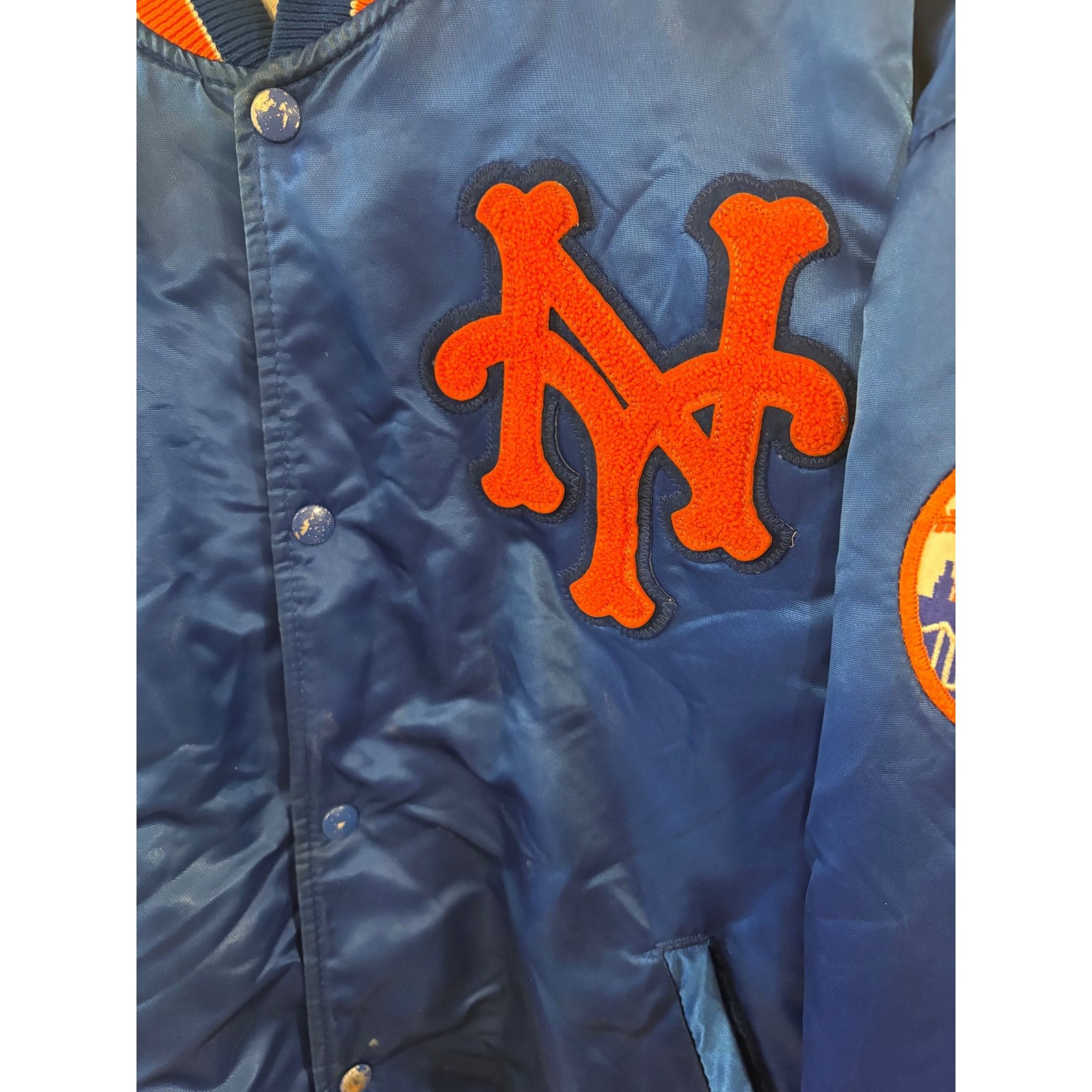 Starter Vintage 1980's Starter New York Mets MLB Satin Bomber Jacket Size US XL / EU 56 / 4 - 5 Thumbnail