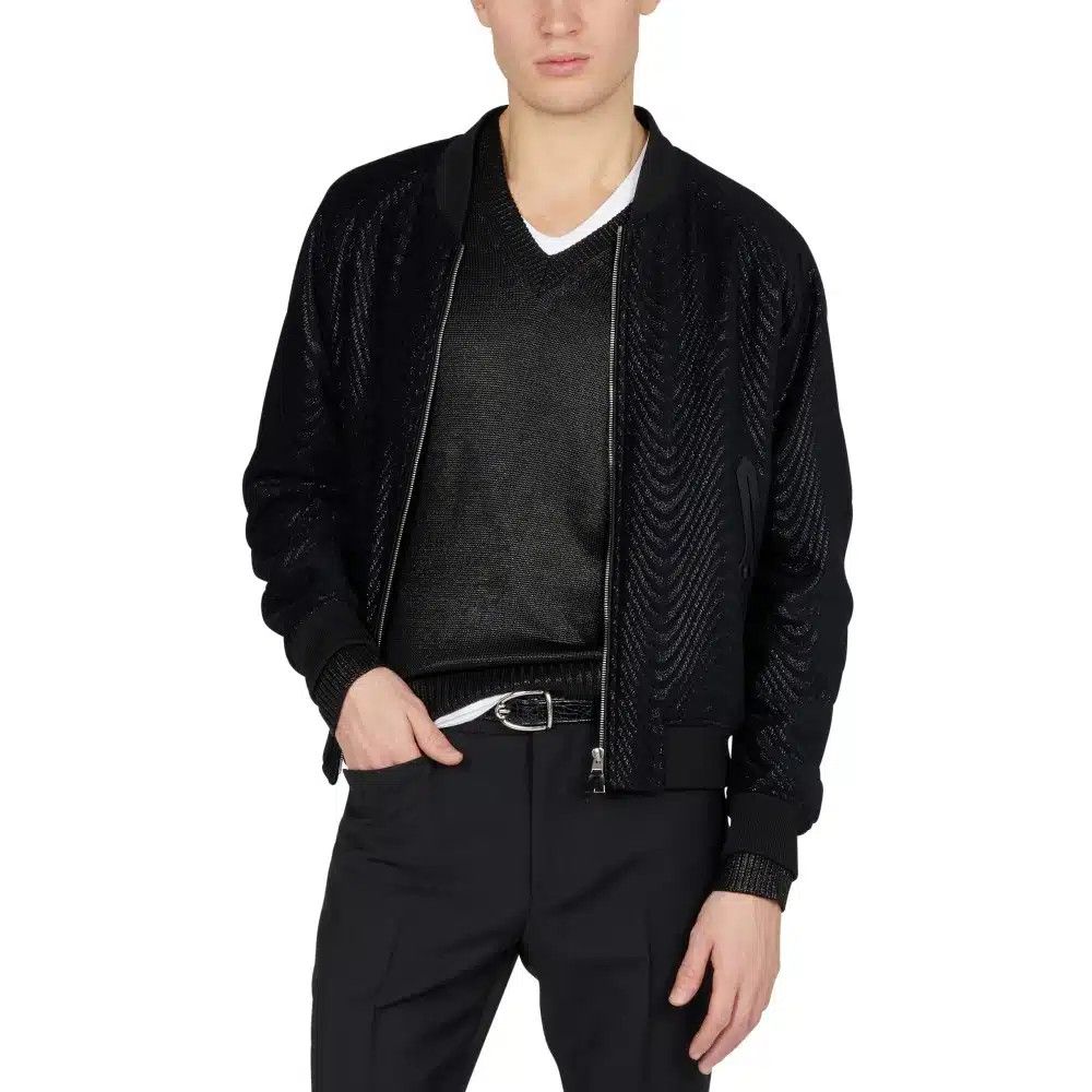 Tom Ford o1loc1c0825 OBS019 Wave Jacquard Bomber Jacket in Black Size US M / EU 48-50 / 2 - 2 Thumbnail