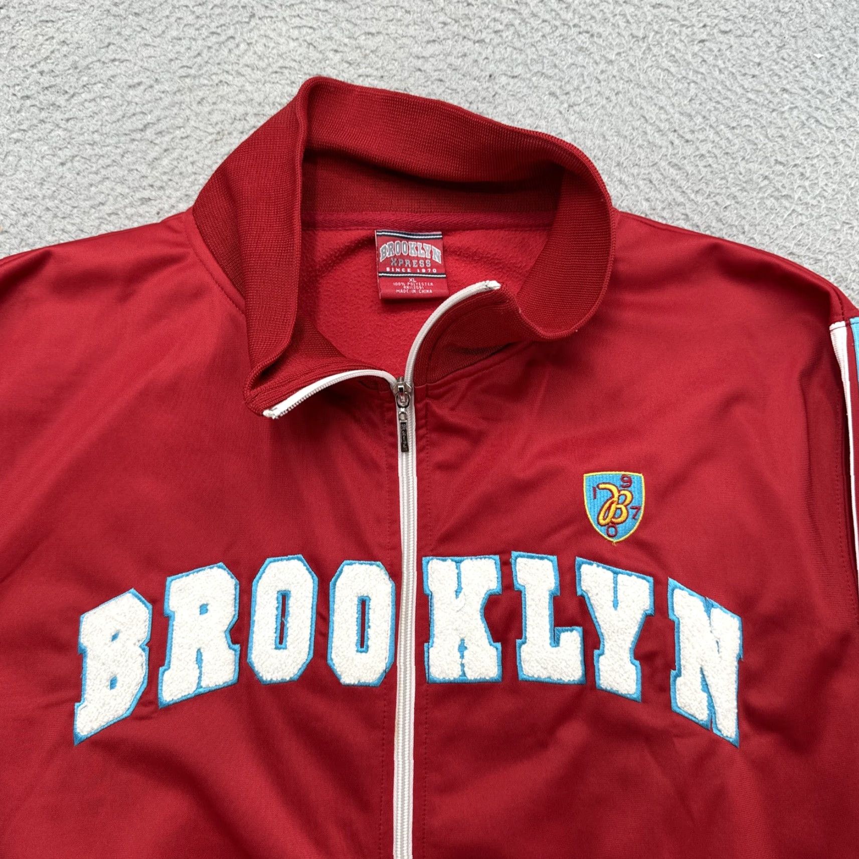 Express VINTAGE Brooklyn Xpress Mens Track Jacket Full Zip Embroidered XL Red Size US XL / EU 56 / 4 - 2 Thumbnail