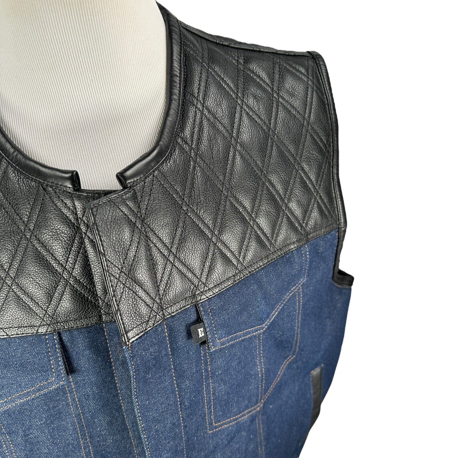 The Unbranded Brand Espinoza's In Stock 501 Vest Men's 3X Biker Blue Black New Size US XXL / EU 58 / 5 - 2 Thumbnail