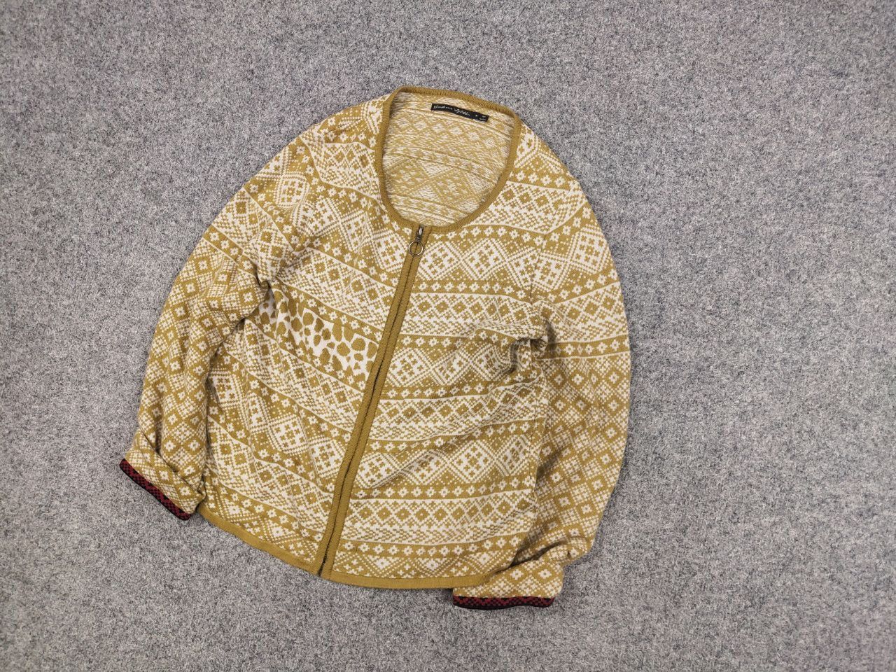 Gudrun Sjoden Gudrun Grenz zip Wool Blend Yellow pattern Seater cardigan Size S / US 4 / IT 40 - 3 Thumbnail