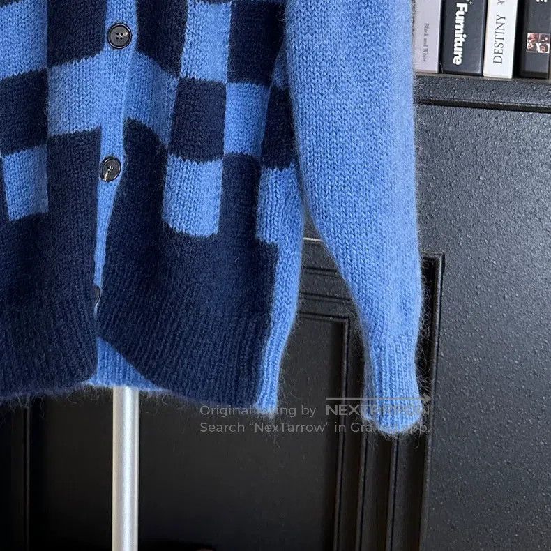 Miu Miu Miu Miu 36 Blue plaid knit cardigan coat Size S / US 4 / IT 40 - 3 Thumbnail