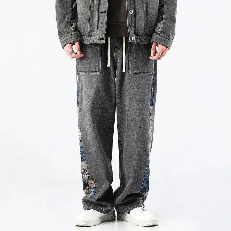 Japanese Brand Jeans baggy wide-leg with bear print outdoor hip-hop style Size US 34 / EU 50 - 5 Thumbnail