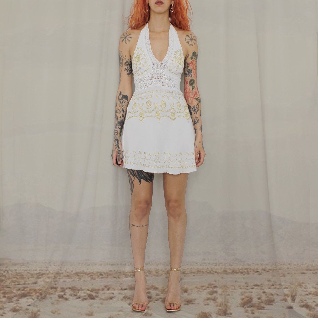 ☀️GOLD HALTER DRESS☀️