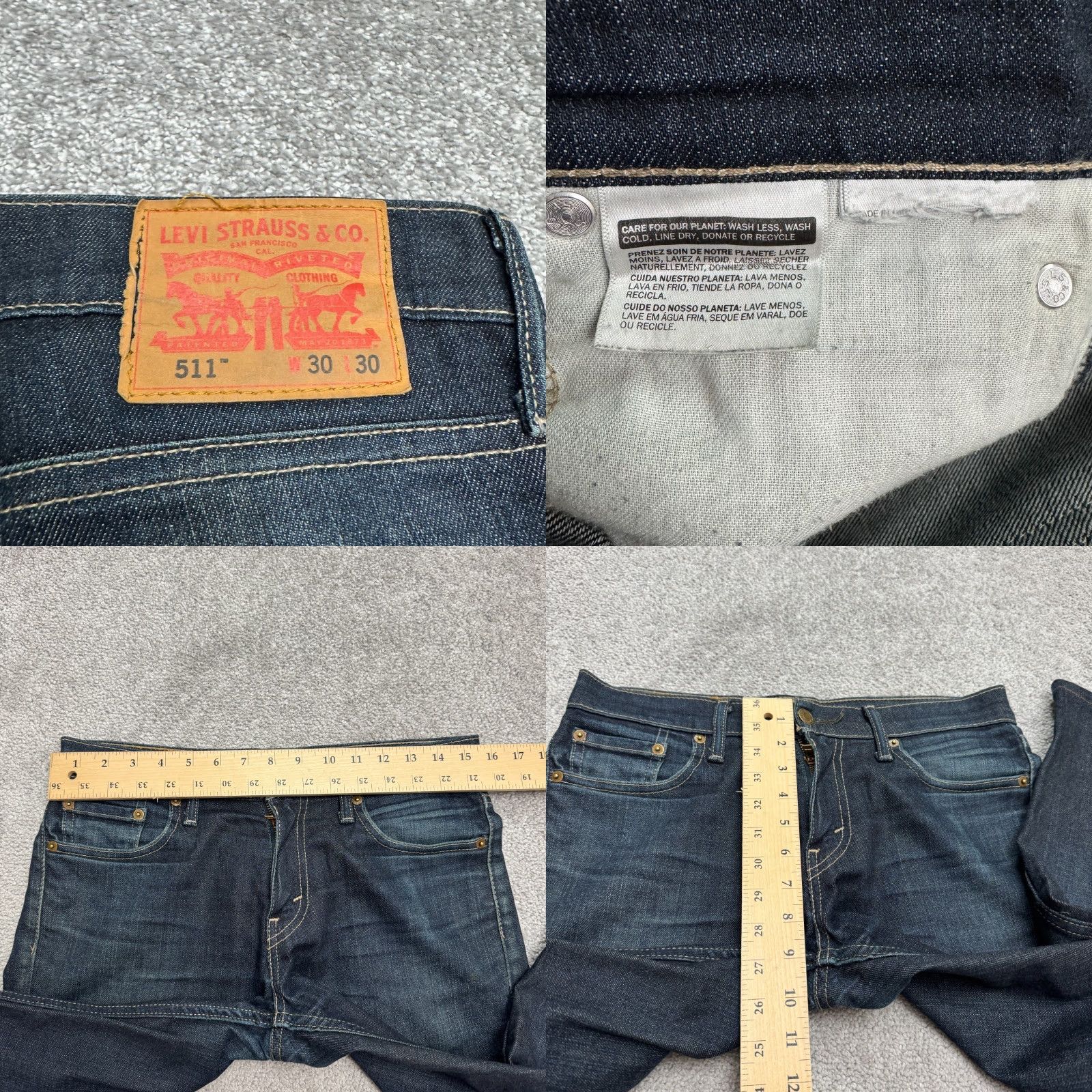 Levi's Levi's 511 Slim Fit Denim Jeans Mens 30x30 Blue Straight Leg Dark Wash Casual Size US 30 / EU 46 - 8 Thumbnail