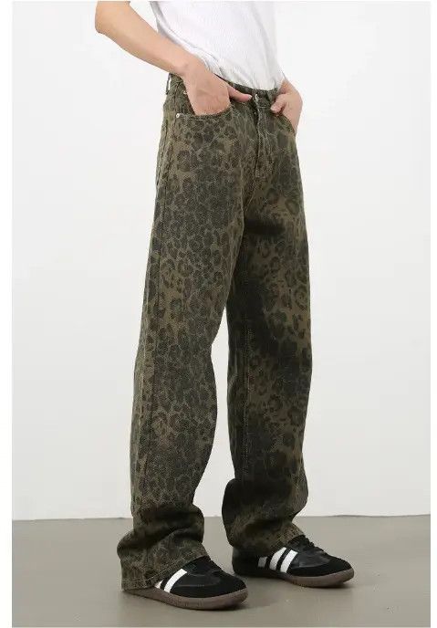 Japanese Brand × Jean Men's camouflage vintage washed distressed leopard jeans Size US 31 - 3 Thumbnail