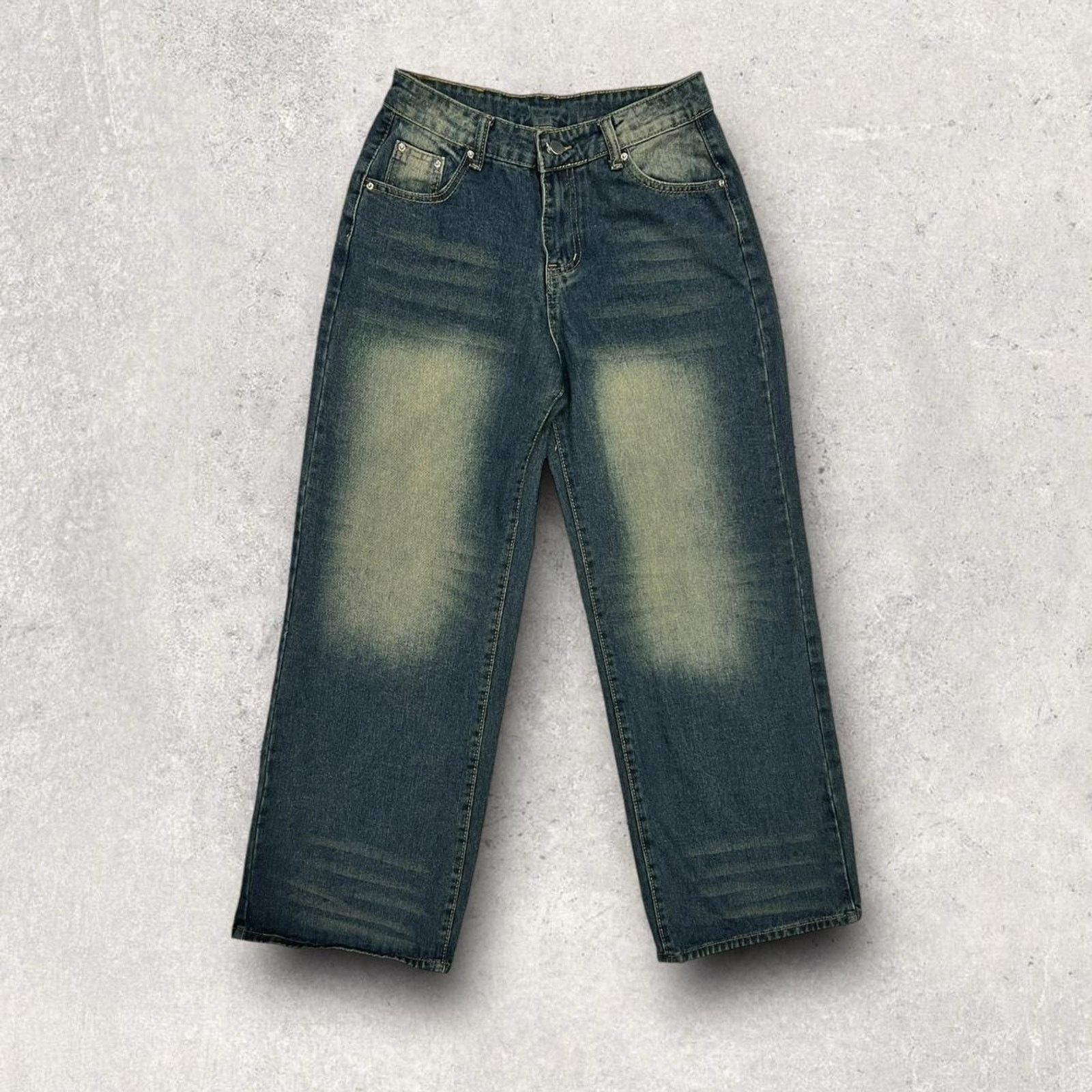 Other Streetwear Y2K Faded Wide Leg Blue Wash Pants (Unbranded) Size US 34 / EU 50 - 3 Thumbnail