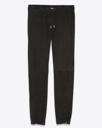 Saint Laurent Paris o1bcso1str1024 Sweatpants in Full Grain Suede in Black Size US 28 / EU 44 - 1 Thumbnail