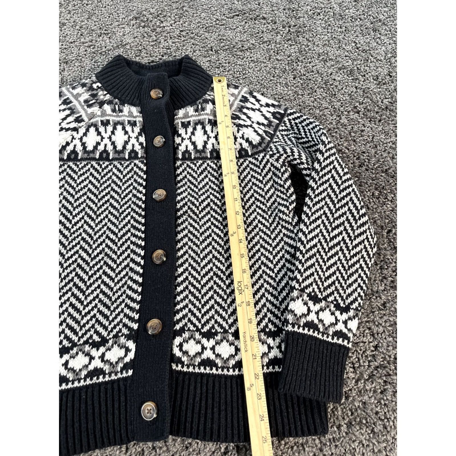 Lands' End Lands' End Cardigan Sweater Womens M Chunky-Knit Multicolor Button Cotton Gray Long Sleeve Collar Knit Shirt/ sweater Womens Size M / US 6-8 / IT 42-44 - 2 Thumbnail