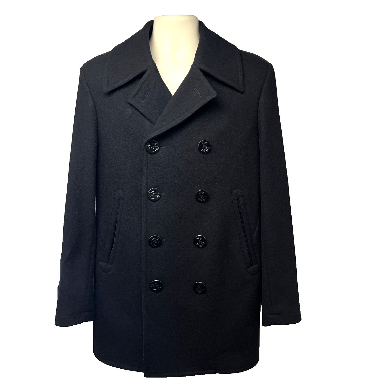 Brooks Brothers Brooks Brothers Black Wool Button Up Peacoat Medium Pockets Size US M / EU 48-50 / 2 - 1 Thumbnail