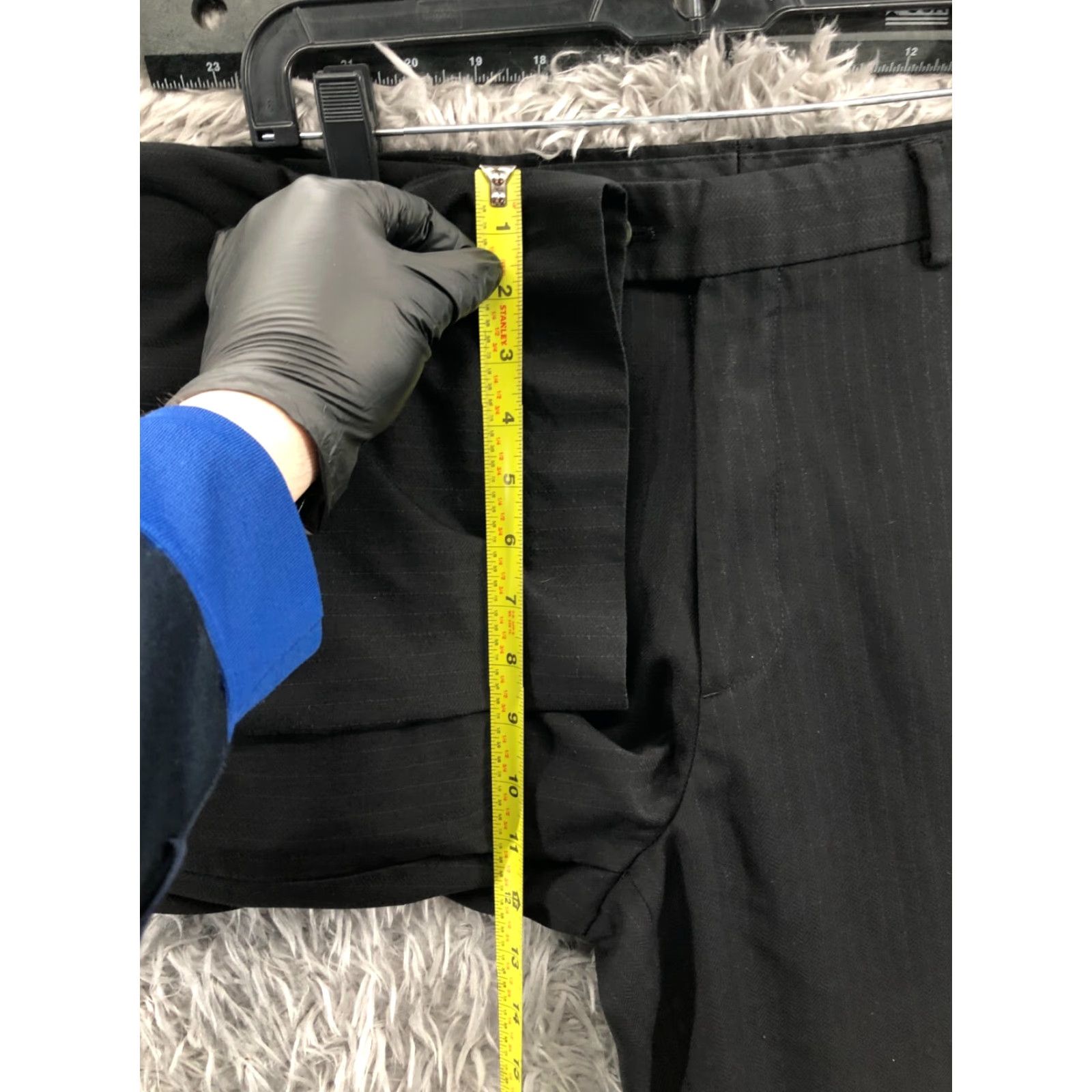 Perry Ellis Perry Ellis Portfolio Pants Mens 34x30 Black Pin Stripe Polyester Pleated Dress Pants Cuffed Regular Straight Leg Winter Fall Spring Season Mens Size US 34 / EU 50 - 4 Thumbnail