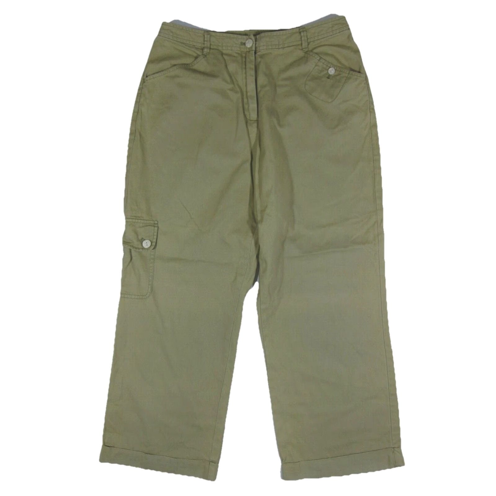 J. Jill J.Jill 100% Cotton Yellow Mustard High Rise Wide Leg Cargo Pant Women 6/Medium Size 32" / US 10 / IT 46 - 2 Thumbnail
