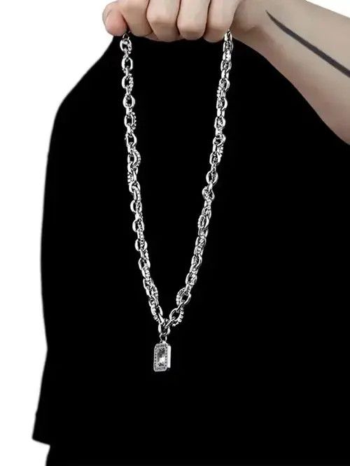 Jewelry × Vintage Retro Punk Vintage Silver Chain Minimal Rhinestone Necklace Size ONE SIZE - 3 Thumbnail