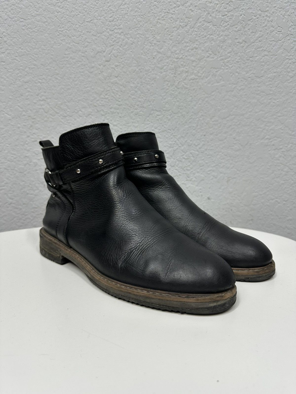If Six Was Nine AS 98 Vibe Artisan Black Leather Side Zip Ankle Biker Boots Size US 10 / EU 43 - 10 Thumbnail