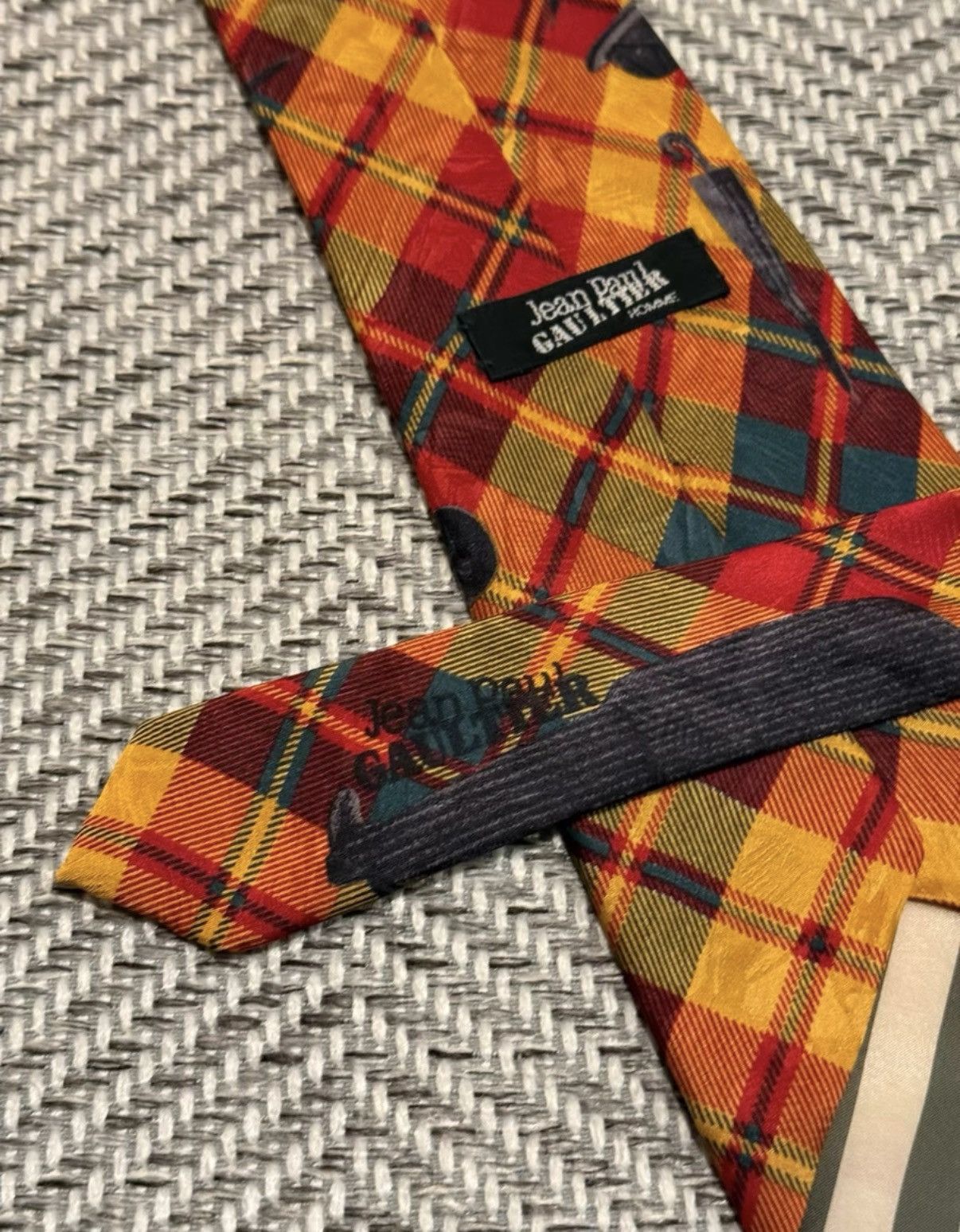 Jean Paul Gaultier Jean Paul Gaultier Plaid Figure & Umbrella Handle Tie K24 Size ONE SIZE - 7 Thumbnail