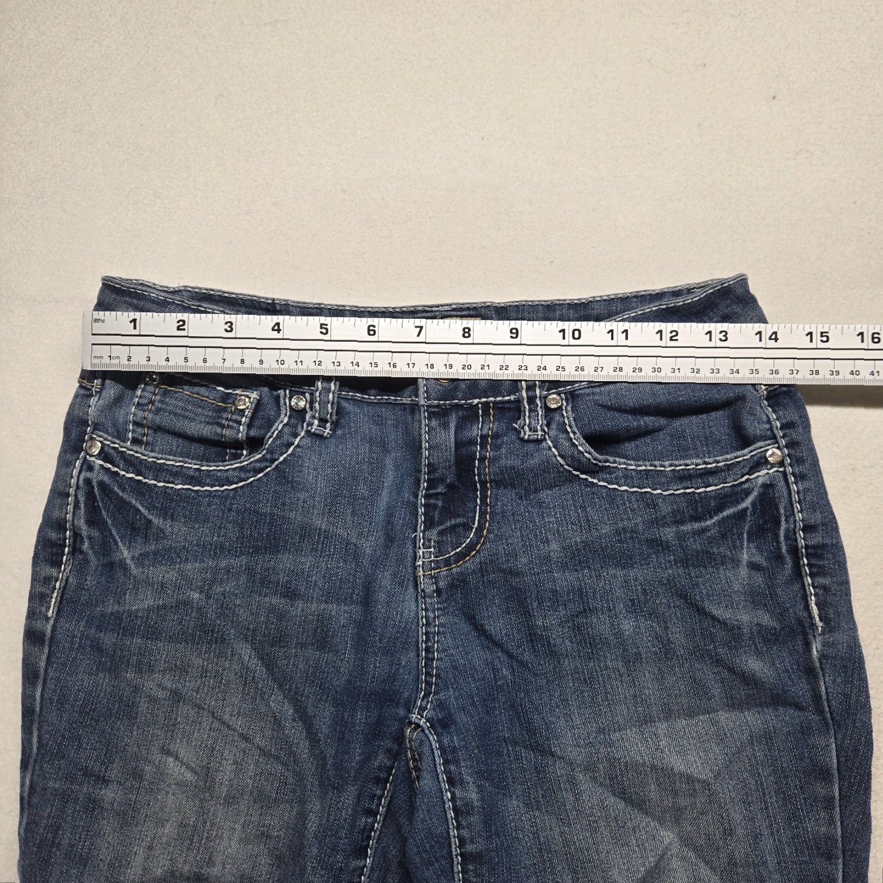 Vintage Earl Jean Jeans Denim Straight Leg Low Rise Petite 2P Womens Blue Denim Jeans 5-Pocket Design Vintage No Size 26" / US 2 / IT 38 - 4 Thumbnail