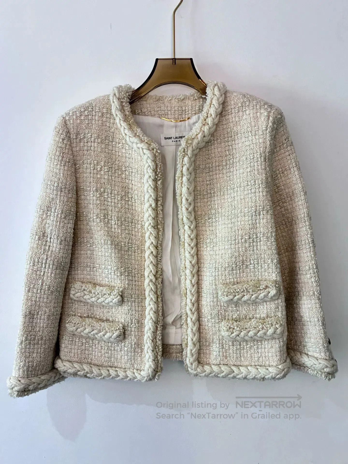 Saint Laurent Paris Saint Laurent Beige Tweed Jacket. Size S / US 4 / IT 40 - 1 Thumbnail